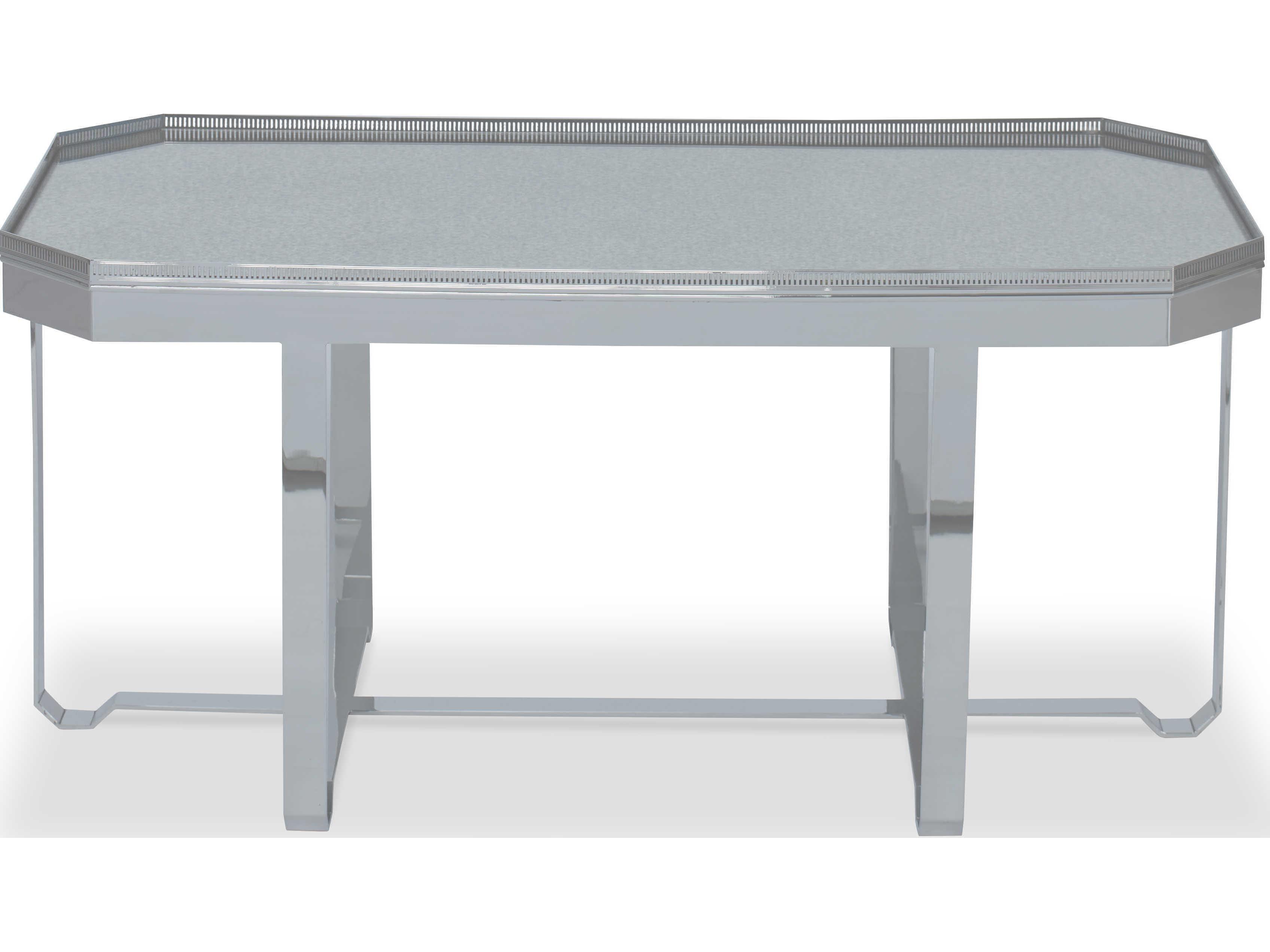 Century Furniture Thomas Obrien Octagon Antique Mirror Polished Nickel Coffee Table