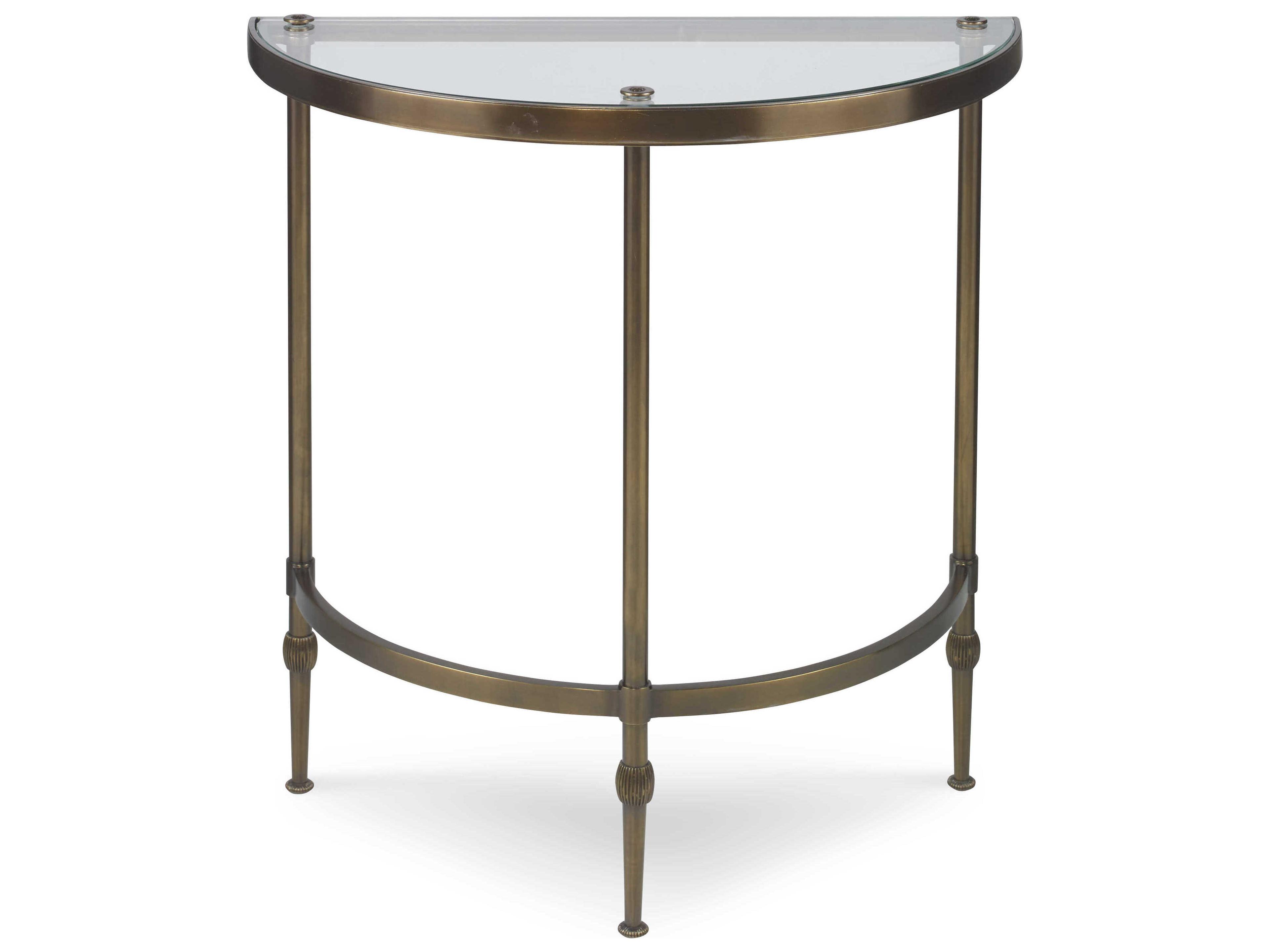 Century Furniture Thomas Obrien Demilune Glass Dark Antique Brass End Table