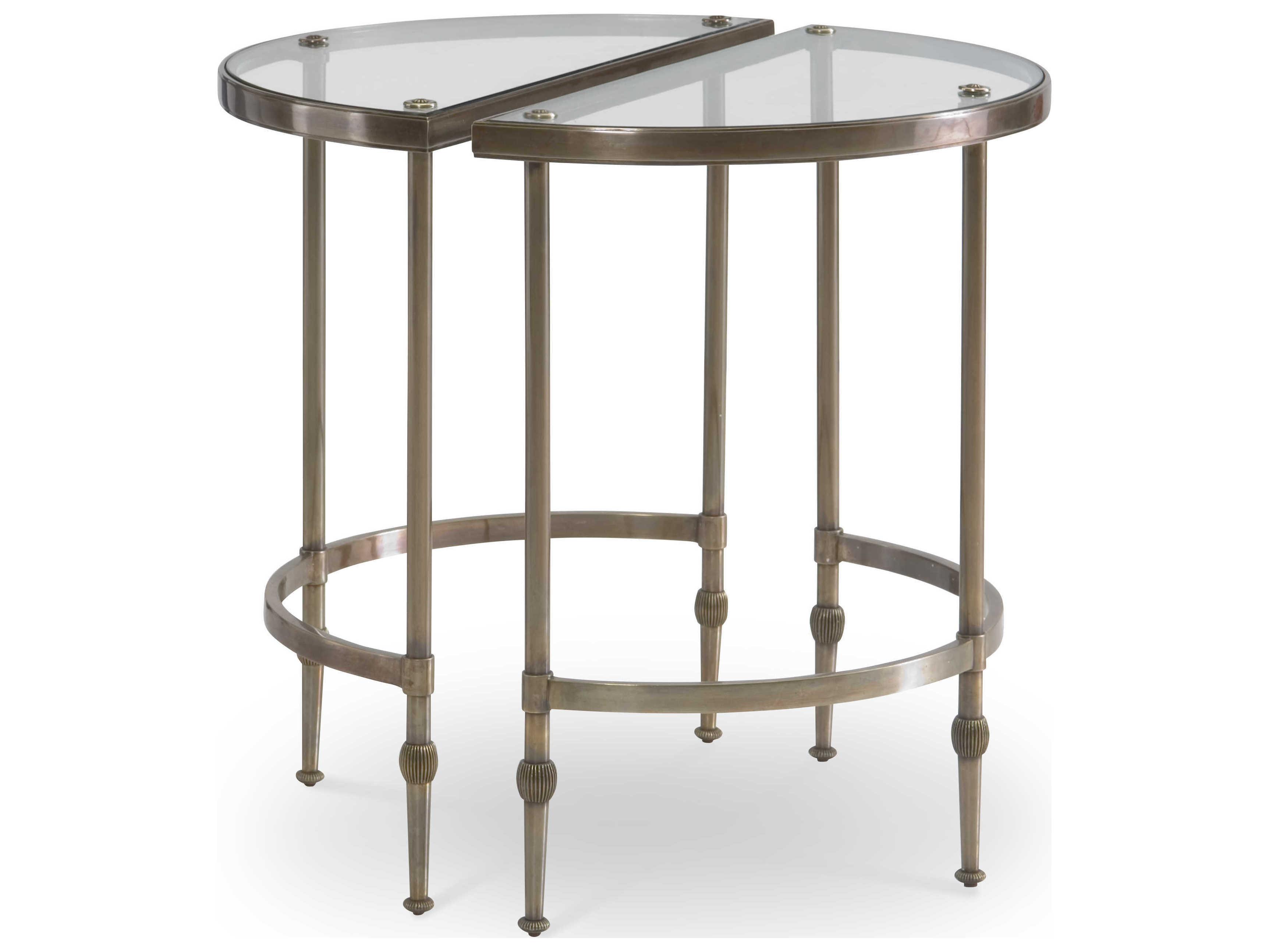 Century Furniture Thomas Obrien Demilune Glass Dark Antique Brass End Table