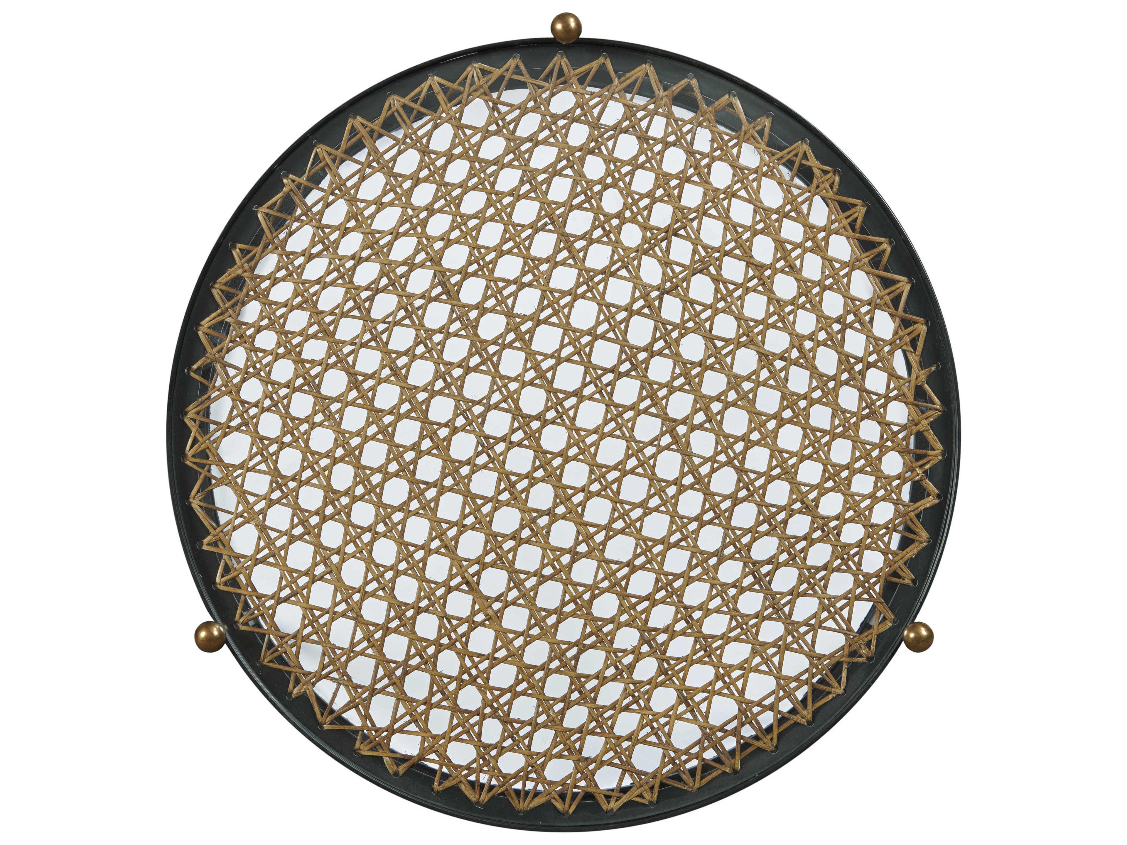 Century Furniture Thomas Obrien Round Glass Rustic Black Brass End Table