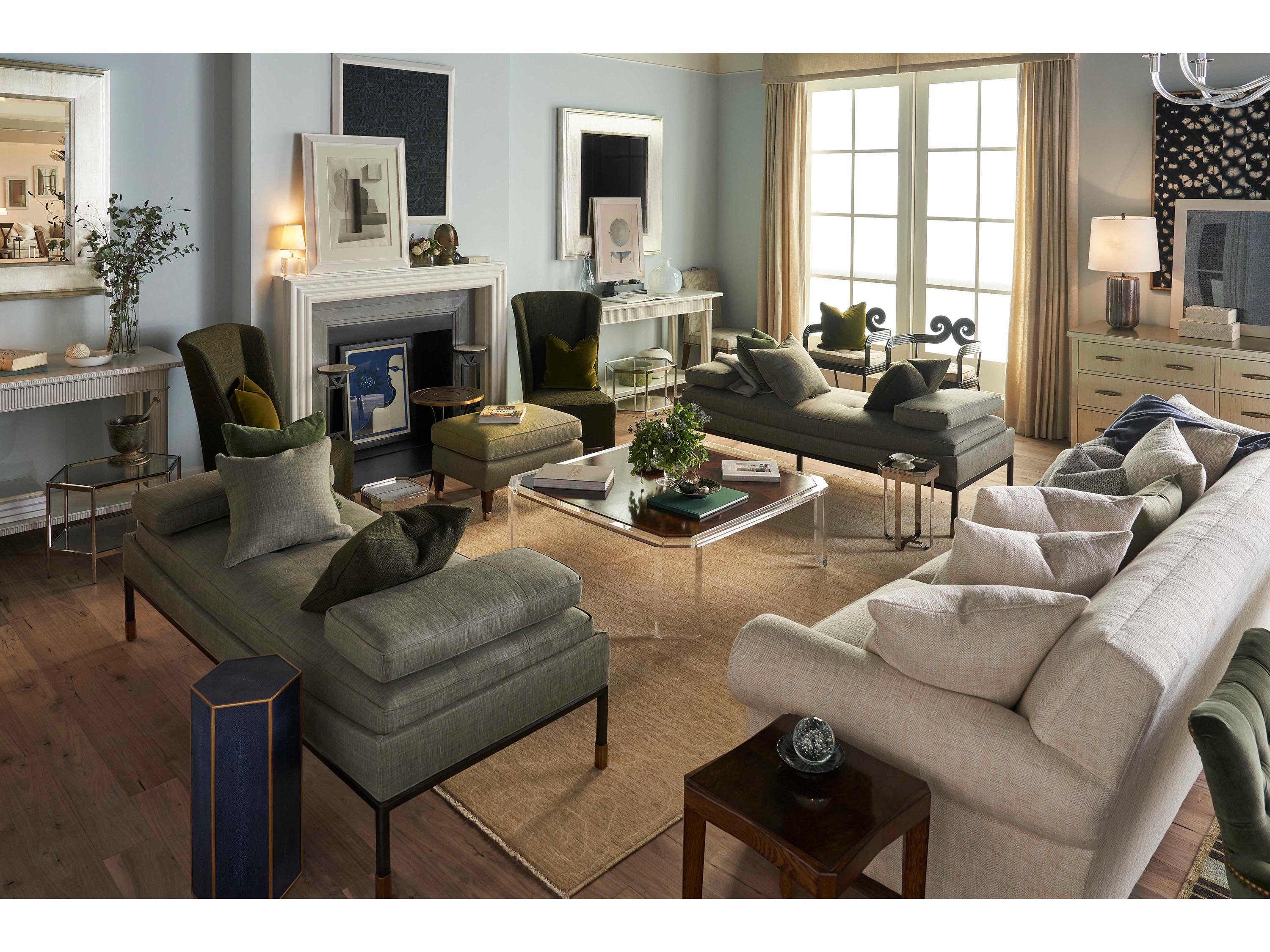 Century Furniture Thomas Obrien 9" Hexagon Faux Leather Indigo Shagreen Gold Leaf End Table