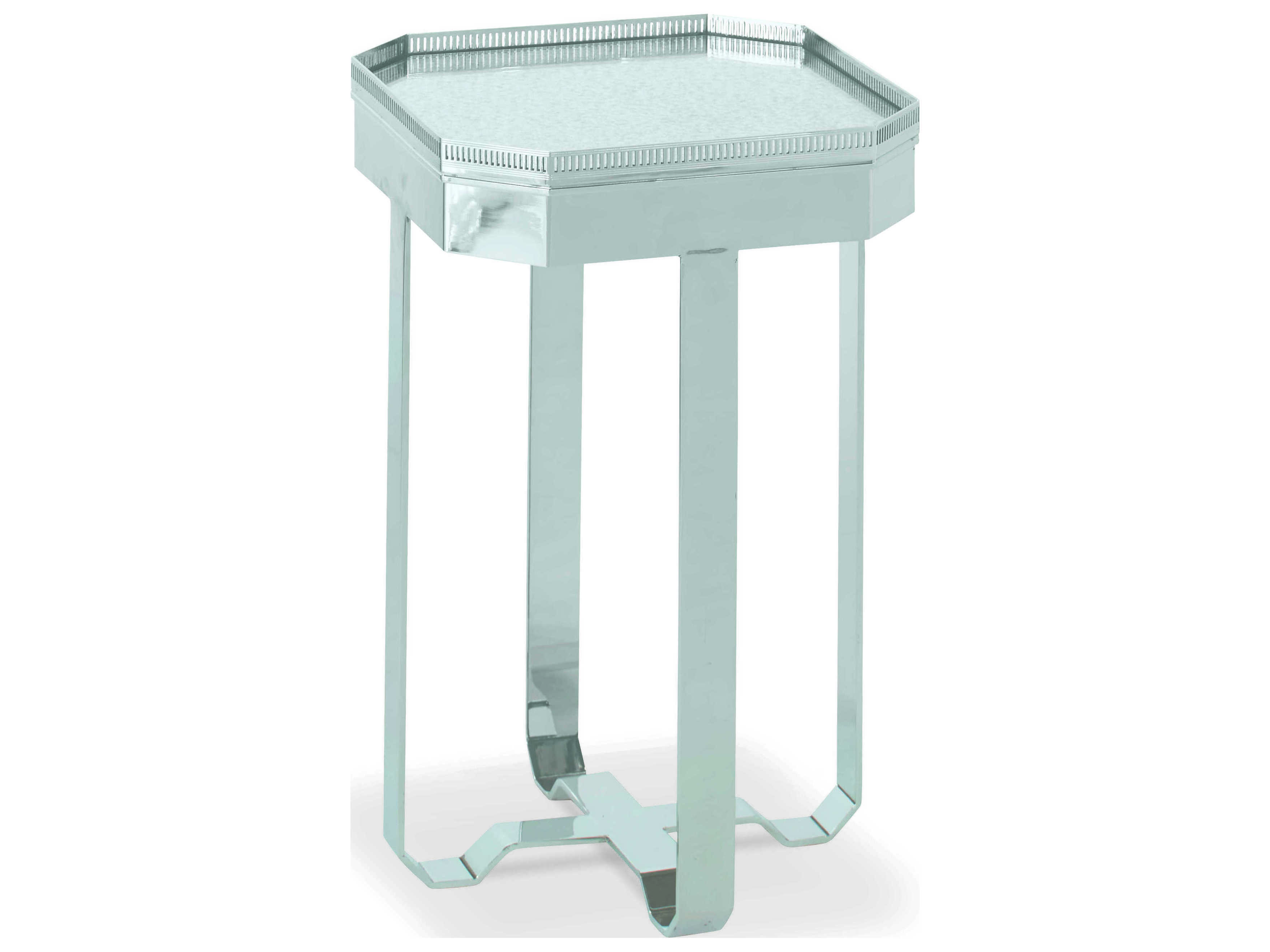 Century Furniture Thomas Obrien Octagon Antique Mirror Polished Nickel End Table