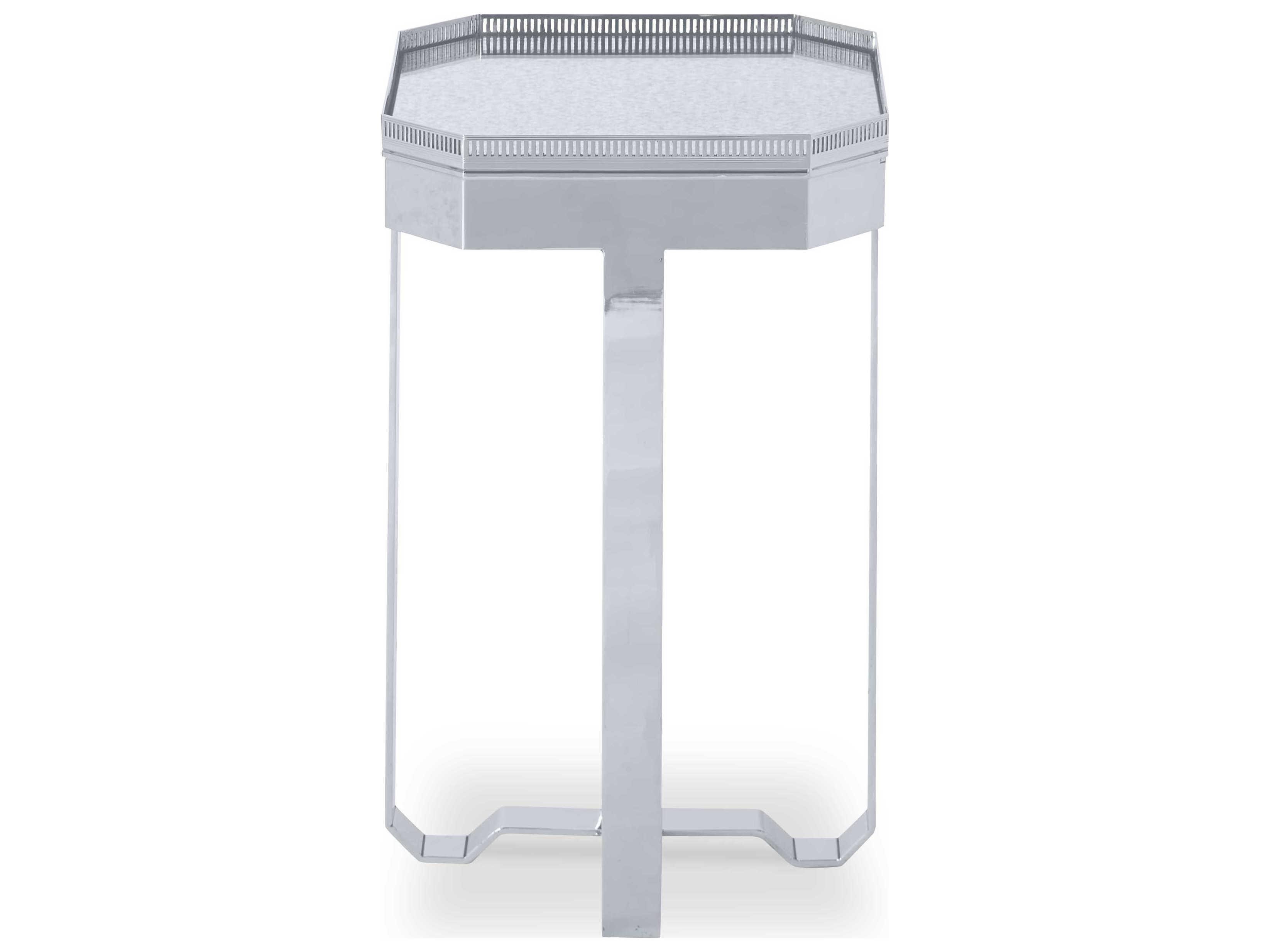 Century Furniture Thomas Obrien Octagon Antique Mirror Polished Nickel End Table