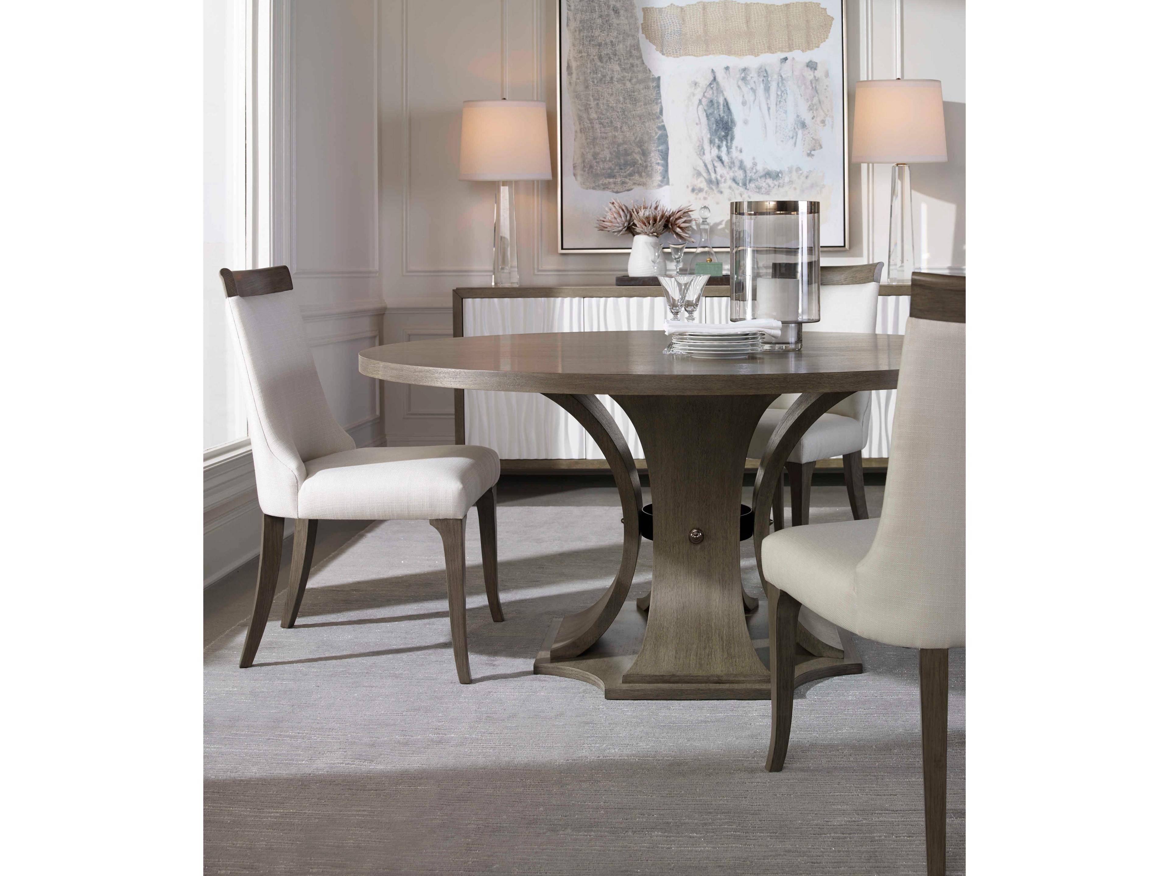 Century Furniture Citation Sanford Round Wood Greige Dining Table