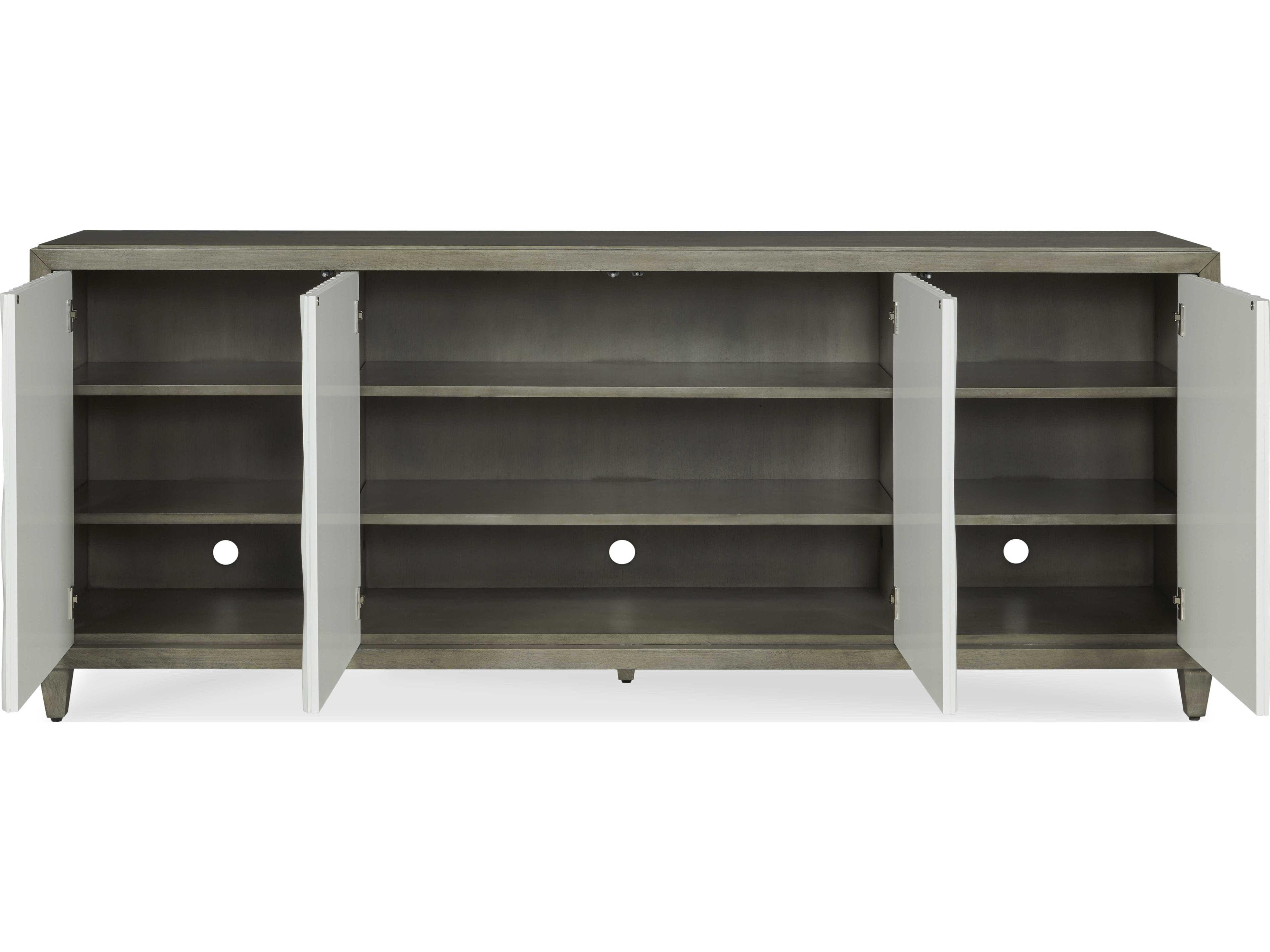 Century Furniture Citation Russo 84" Walnut Wood Greige White Credenza Sideboard