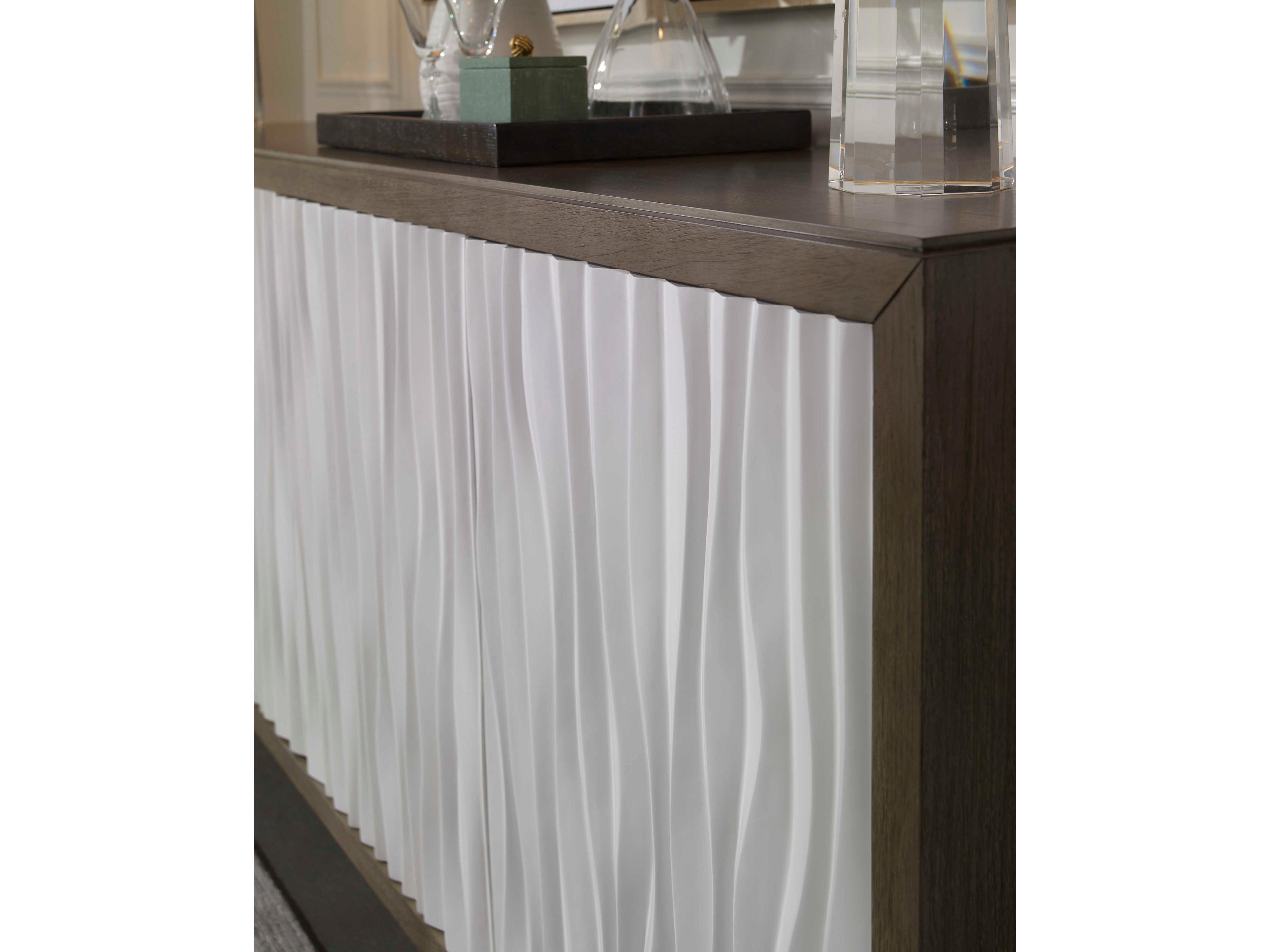 Century Furniture Citation Russo 84" Walnut Wood Greige White Credenza Sideboard