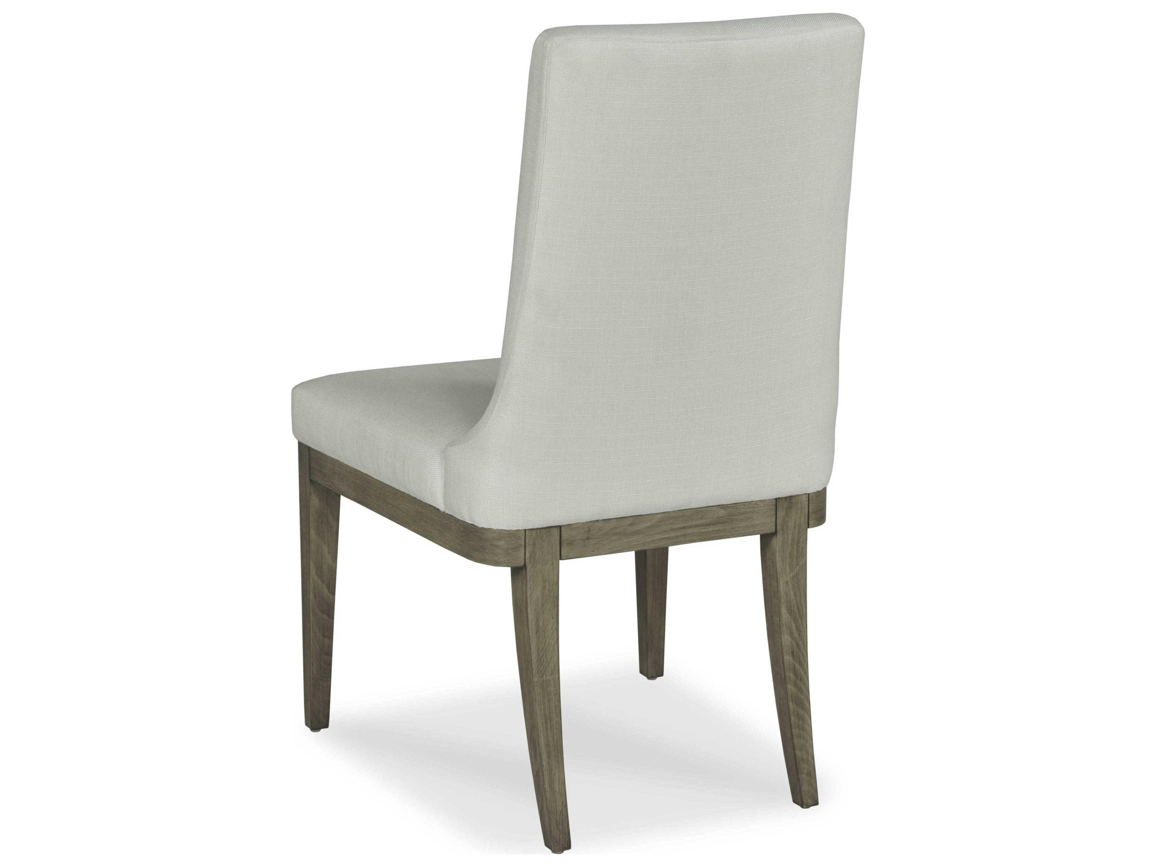 Century Furniture Citation Marten Walnut Wood White Upholstered Side Dining Chair
