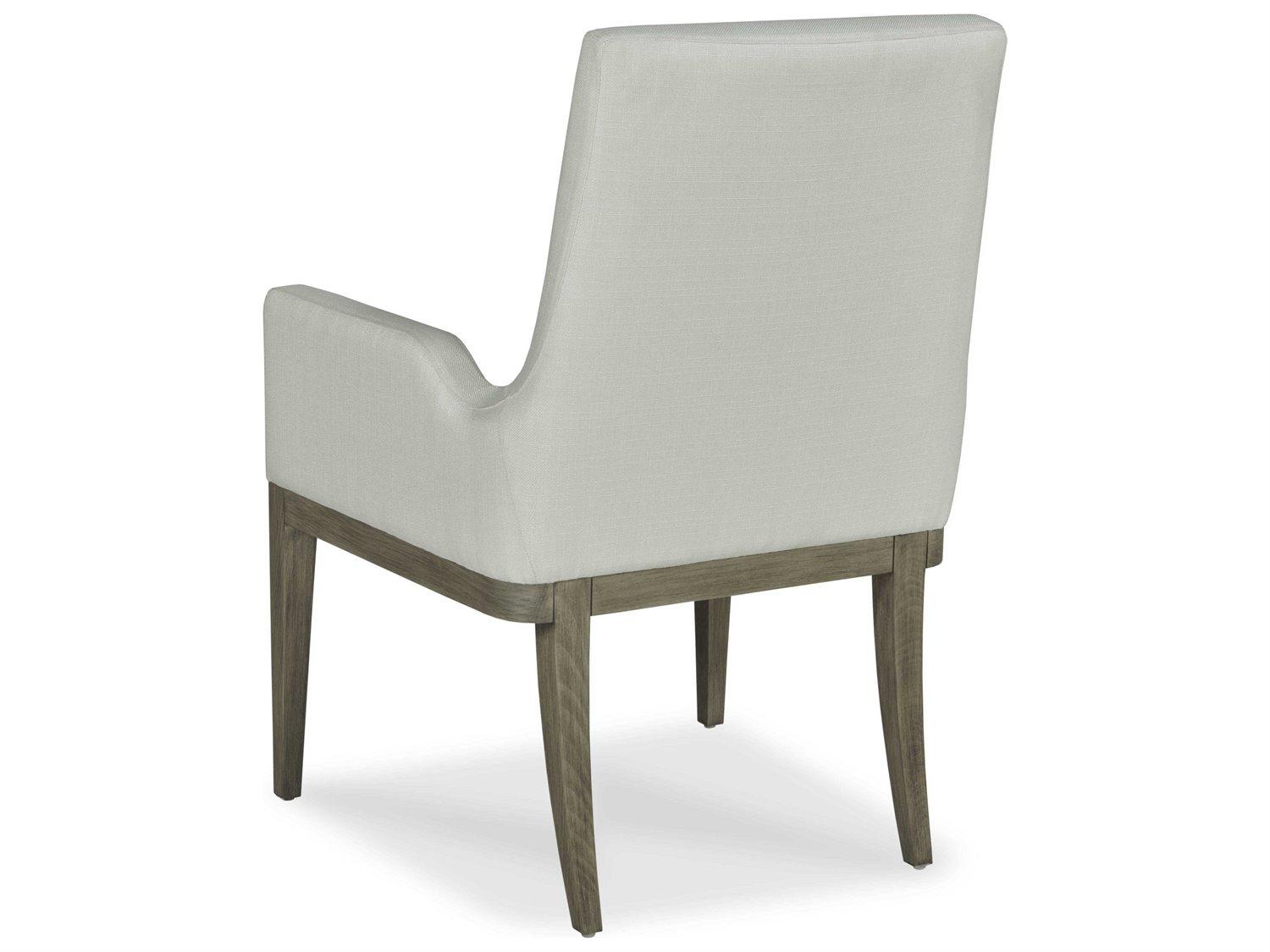 Century Furniture Citation Marten Walnut Wood White Upholstered Arm Dining Chair
