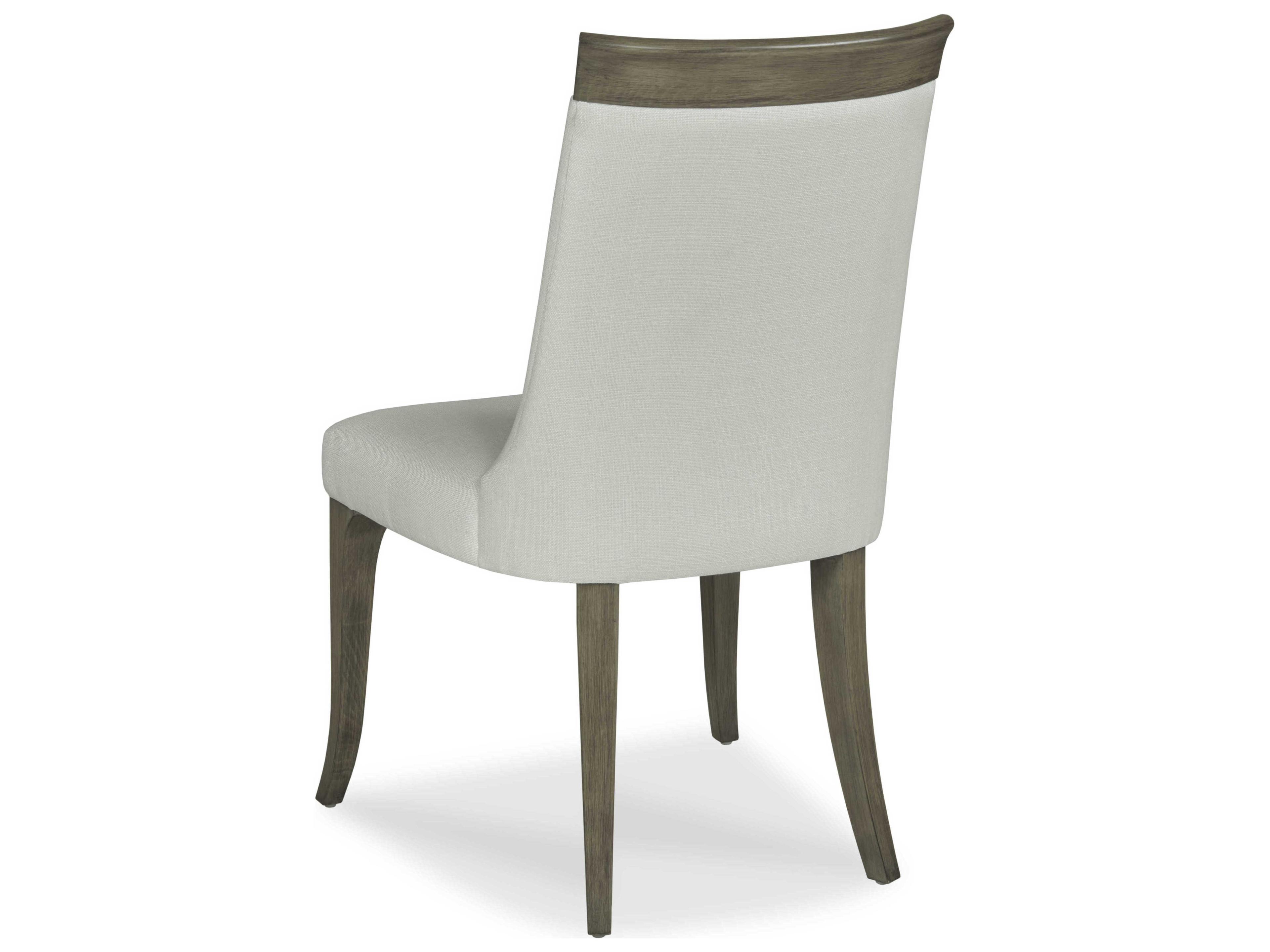 Century Furniture Citation Mira Walnut Wood White Upholstered Side Dining Chair