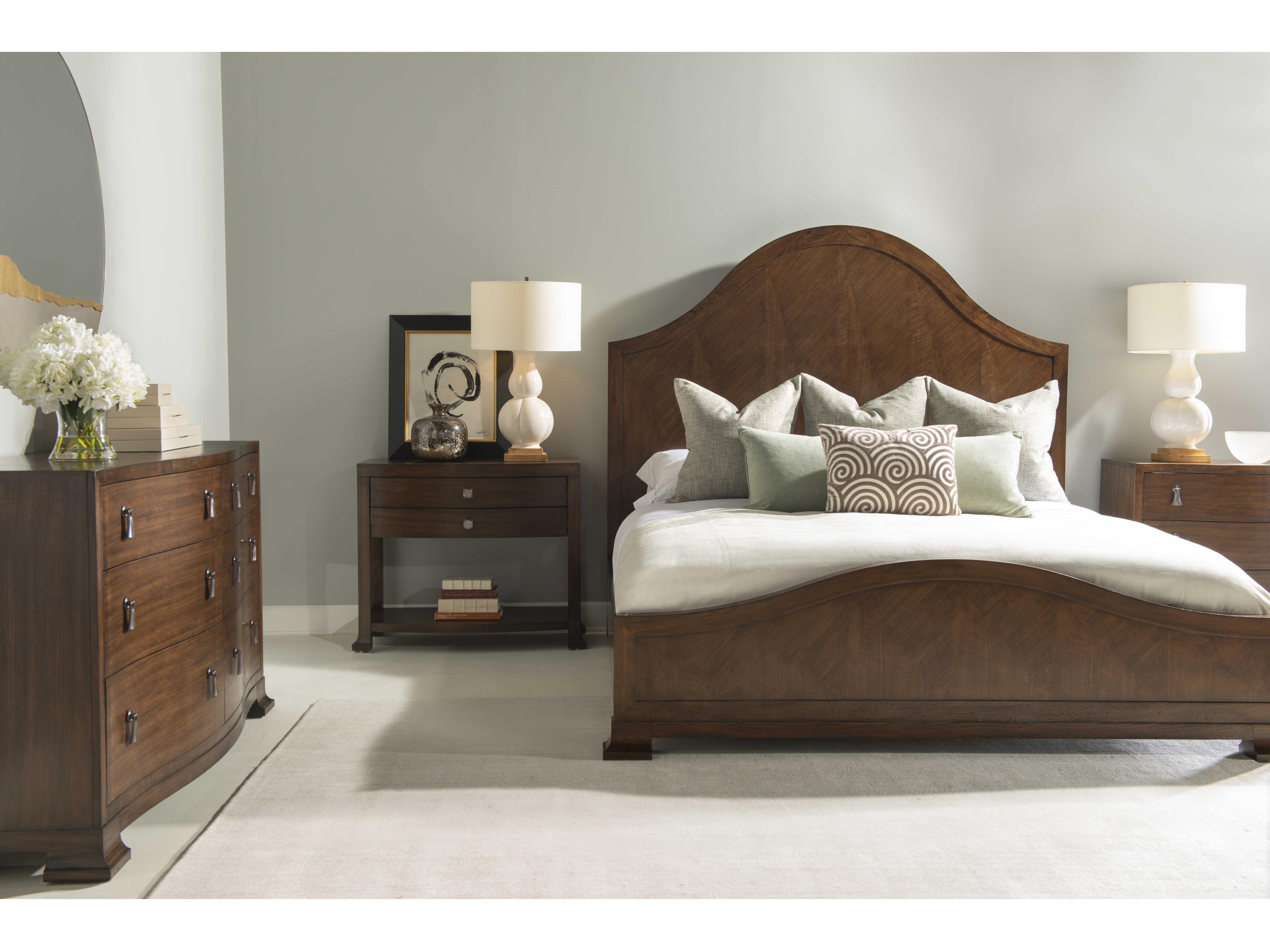 Century Furniture Citation Mcalpine Brunette Brown Walnut Wood King Panel Bed