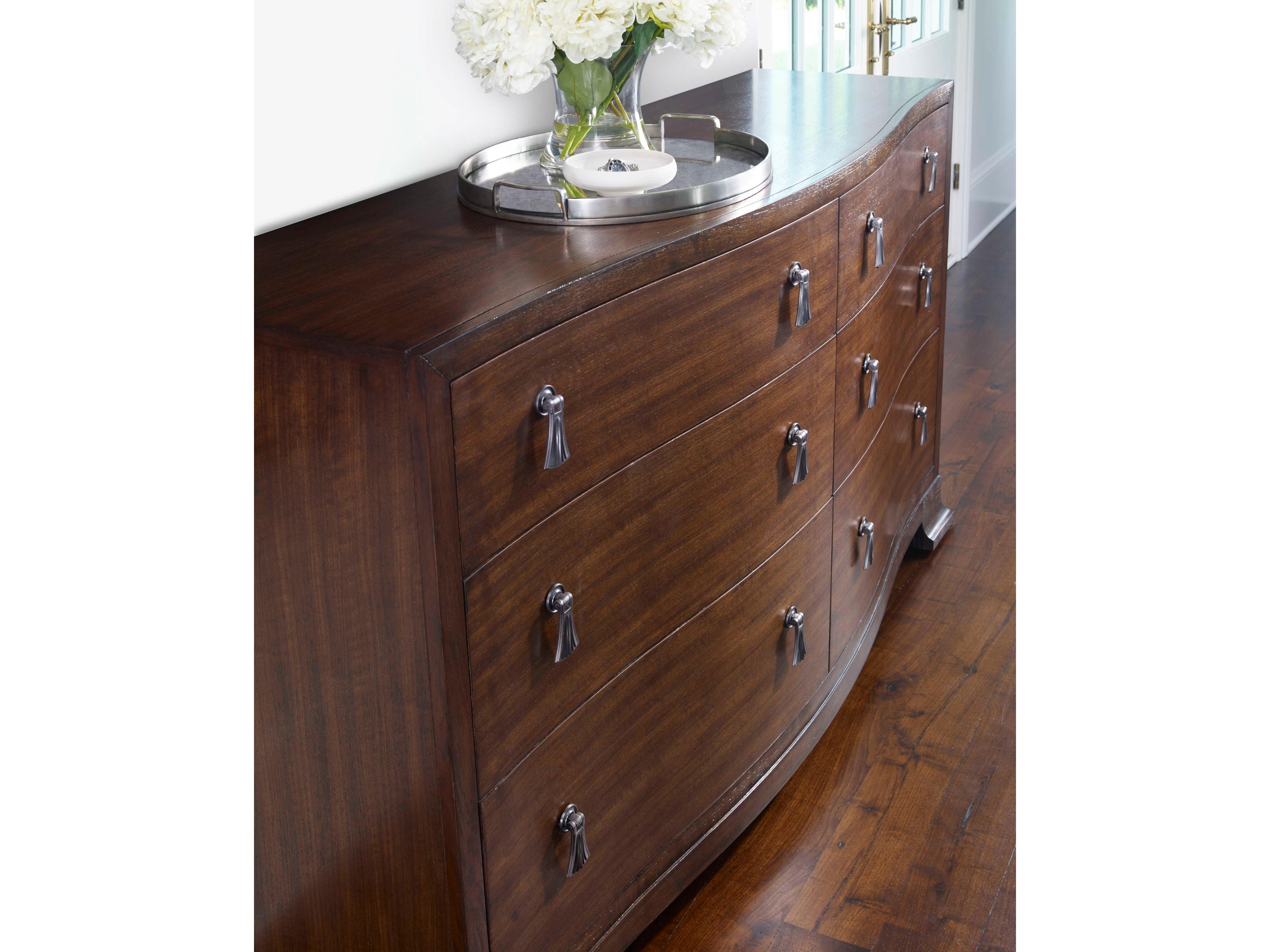 Century Furniture Citation Frasier Serpentine 6-Drawers Brown Walnut Wood Double Dresser
