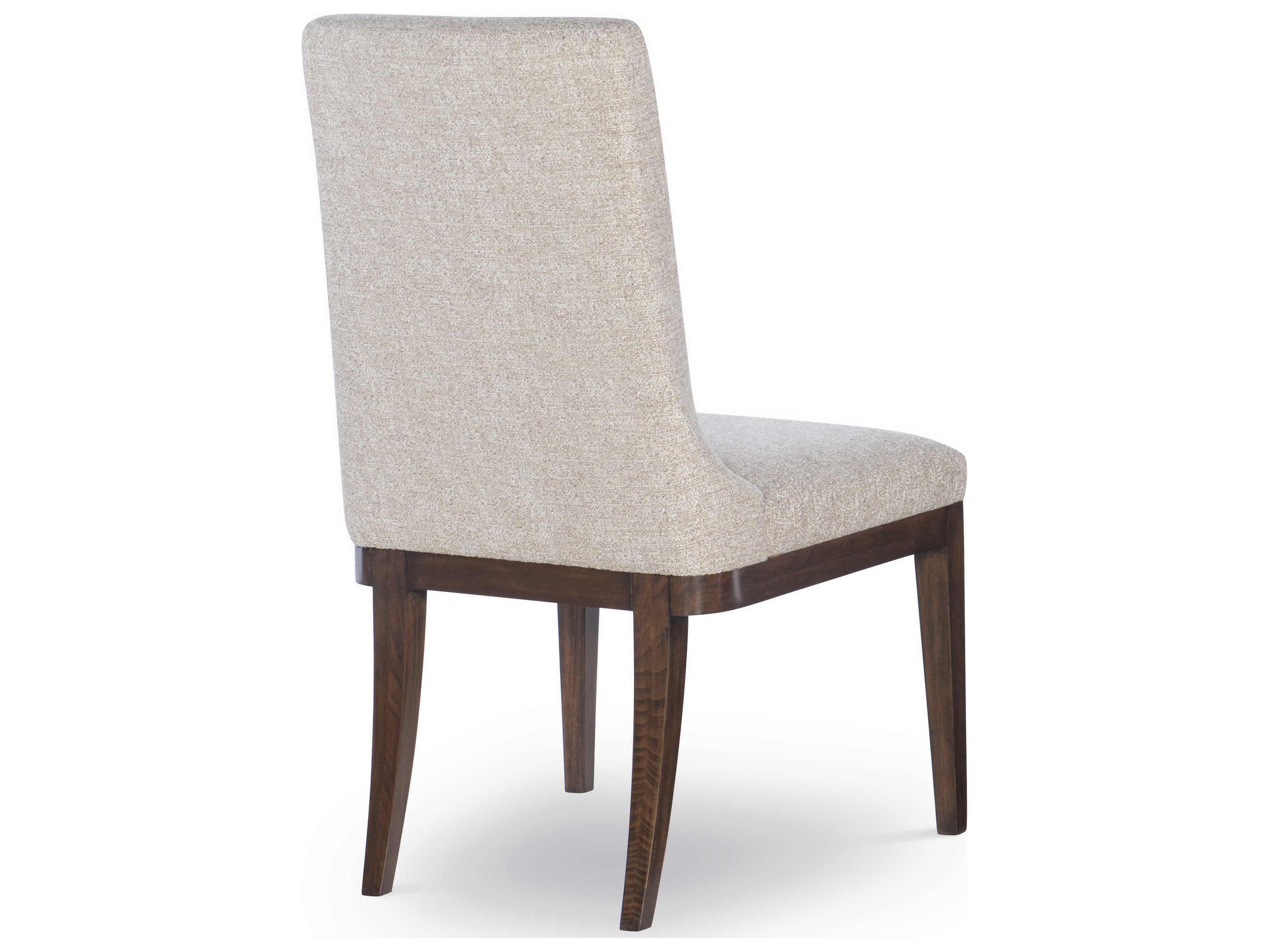 Century Furniture Citation Marten Walnut Wood Beige Upholstered Side Dining Chair