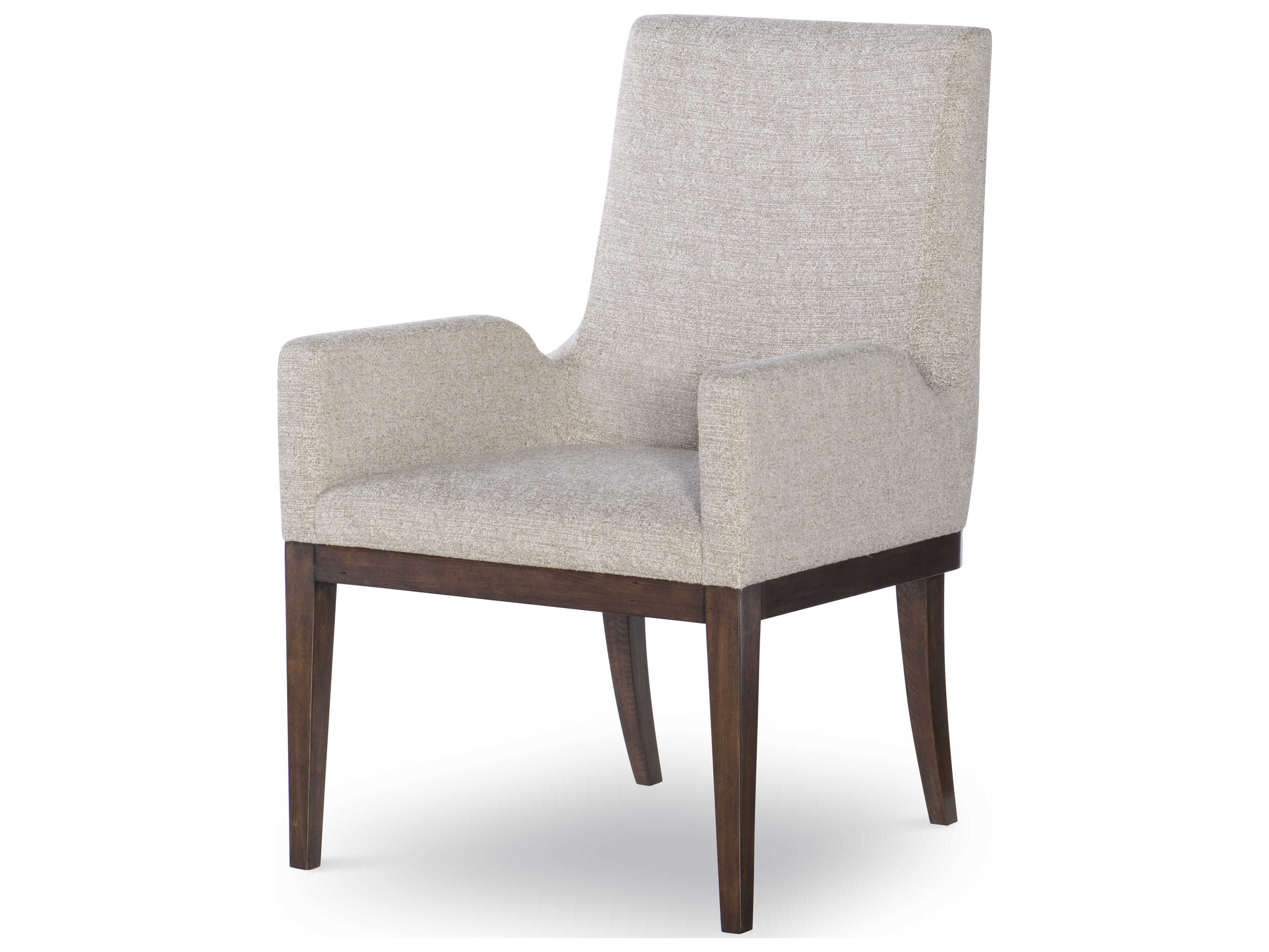 Century Furniture Citation Marten Walnut Wood Beige Upholstered Arm Dining Chair