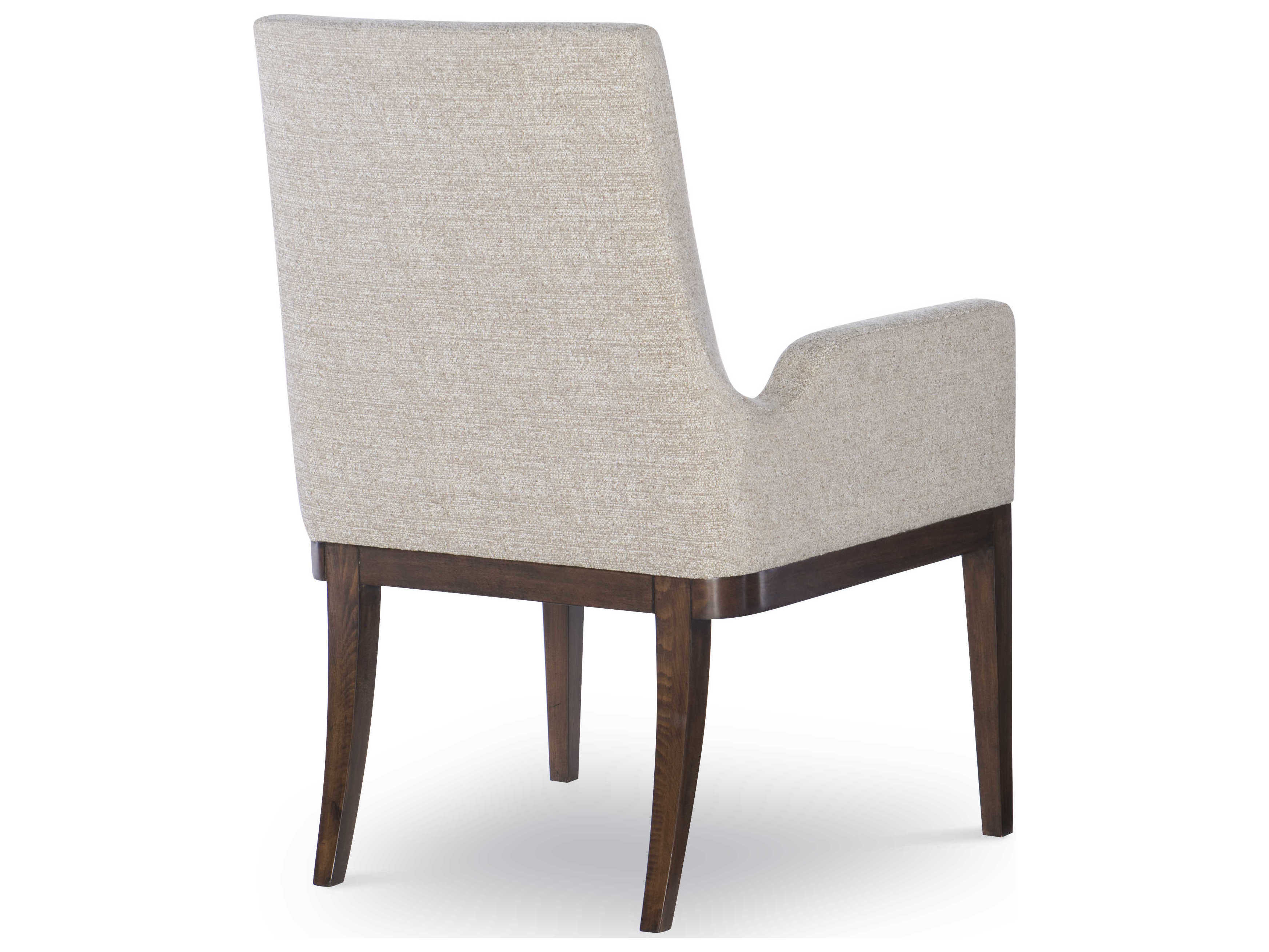 Century Furniture Citation Marten Walnut Wood Beige Upholstered Arm Dining Chair