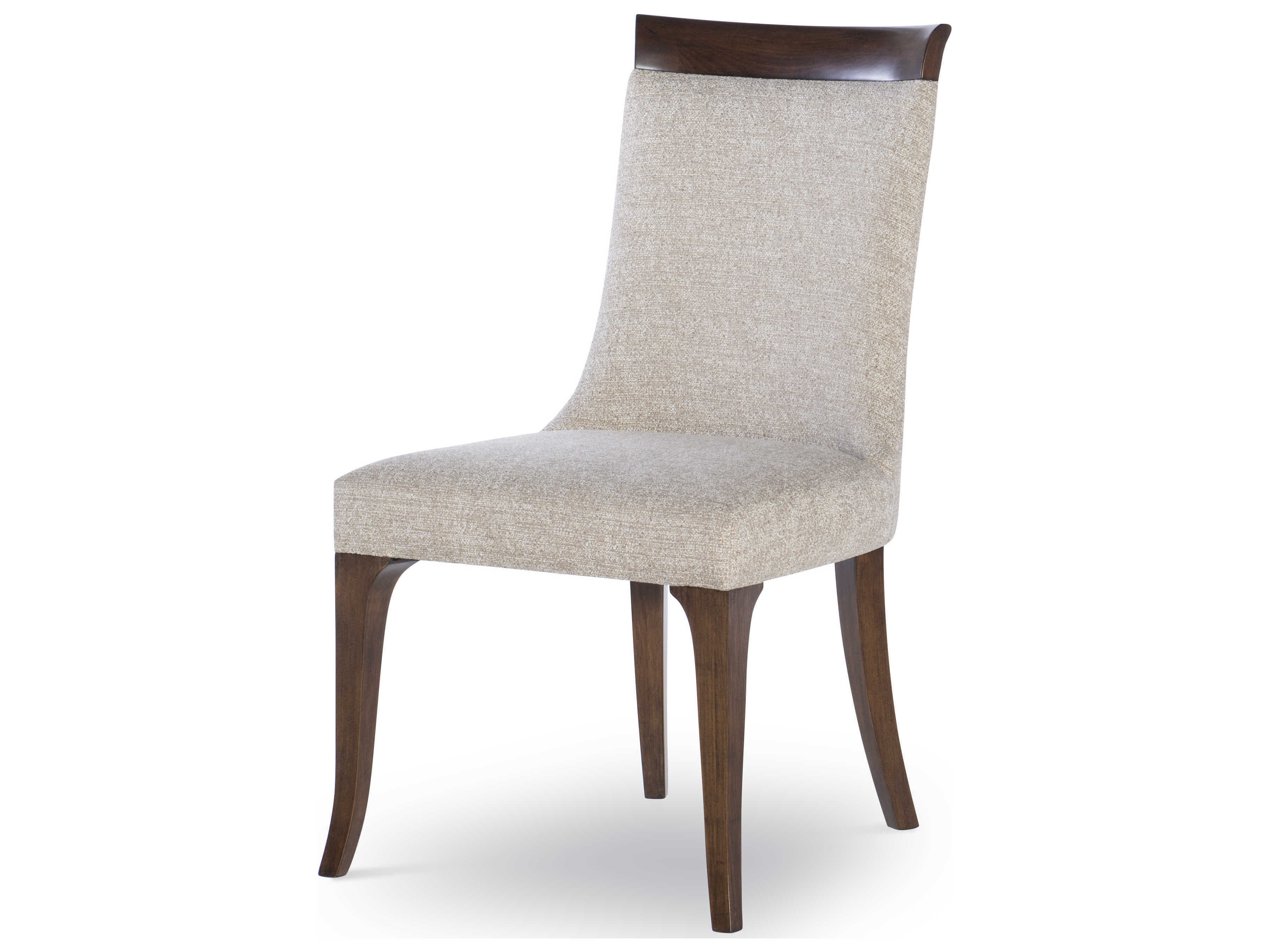 Century Furniture Citation Mira Walnut Wood Beige Upholstered Side Dining Chair