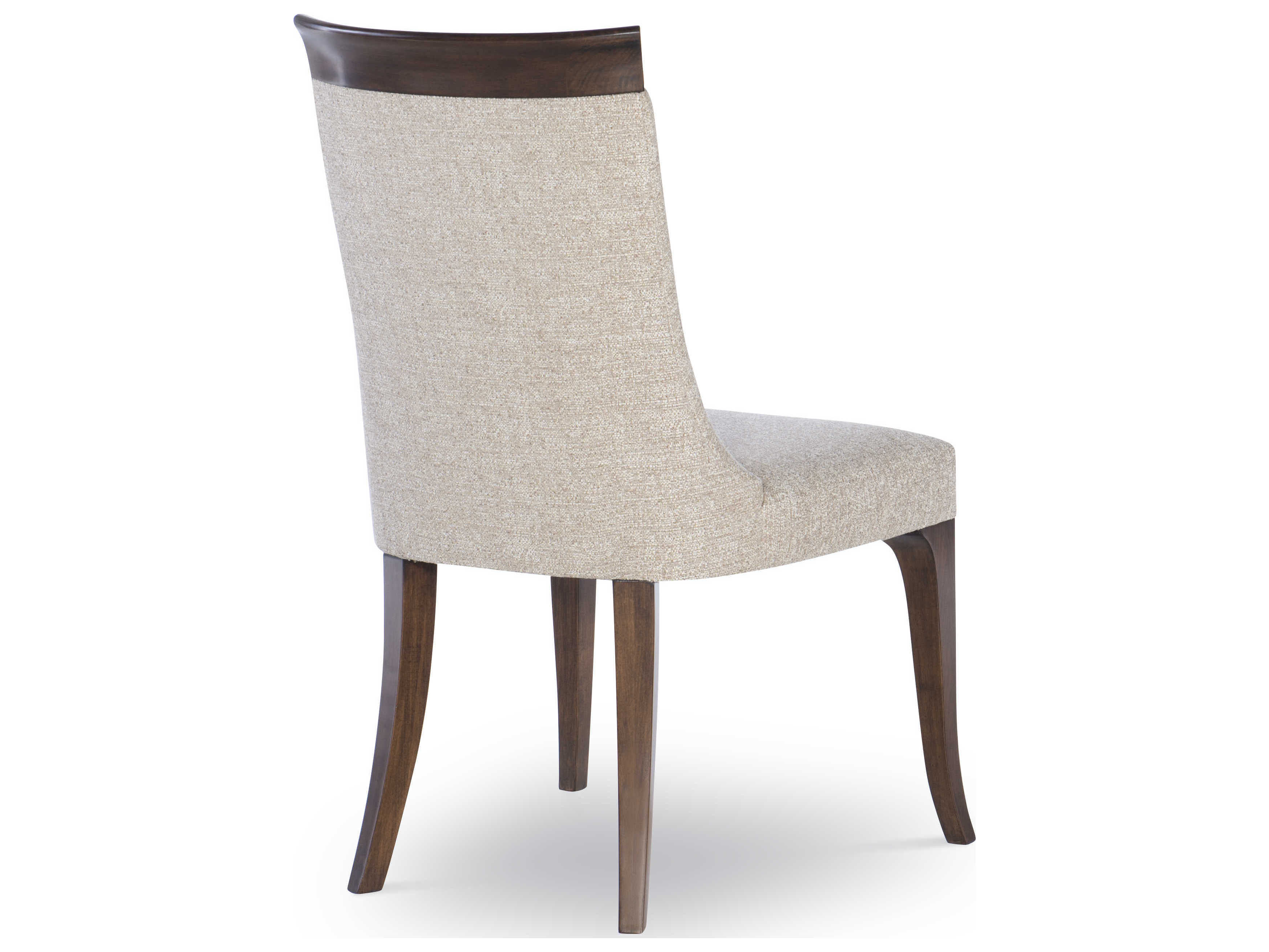 Century Furniture Citation Mira Walnut Wood Beige Upholstered Side Dining Chair