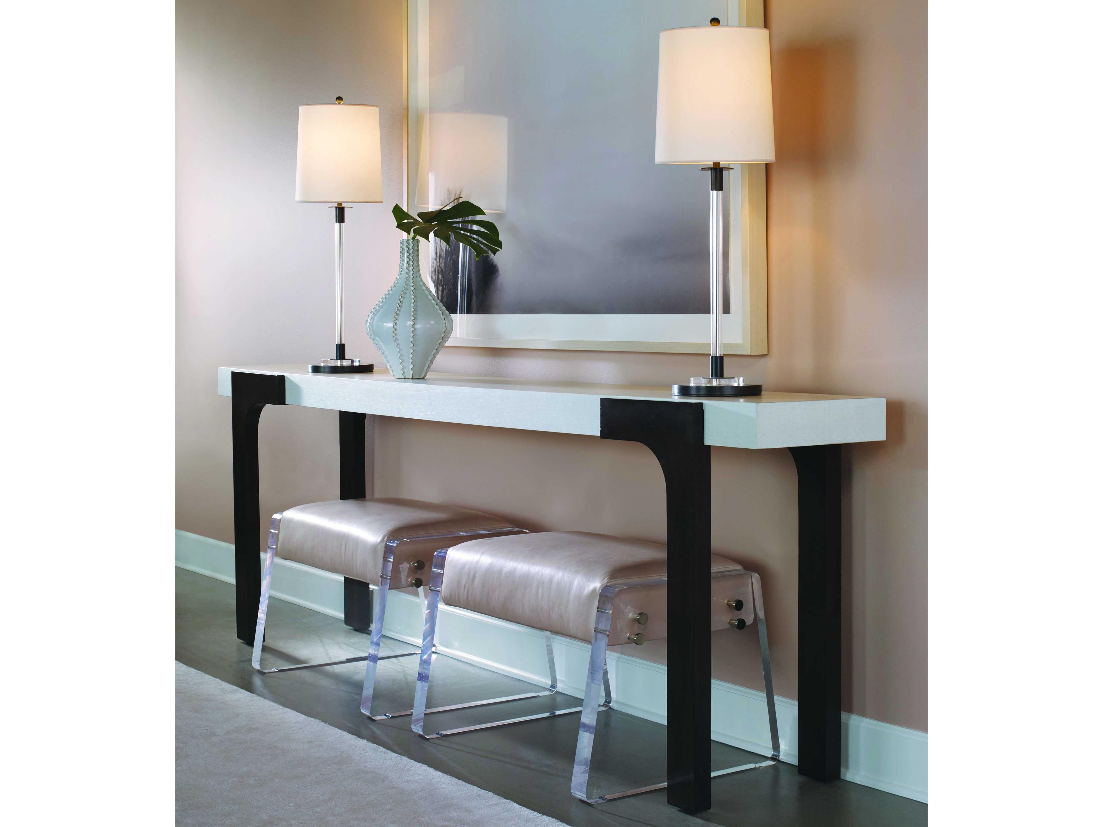 Century Furniture Aria Rectangular Wood Brownstone Oxford White Console Table