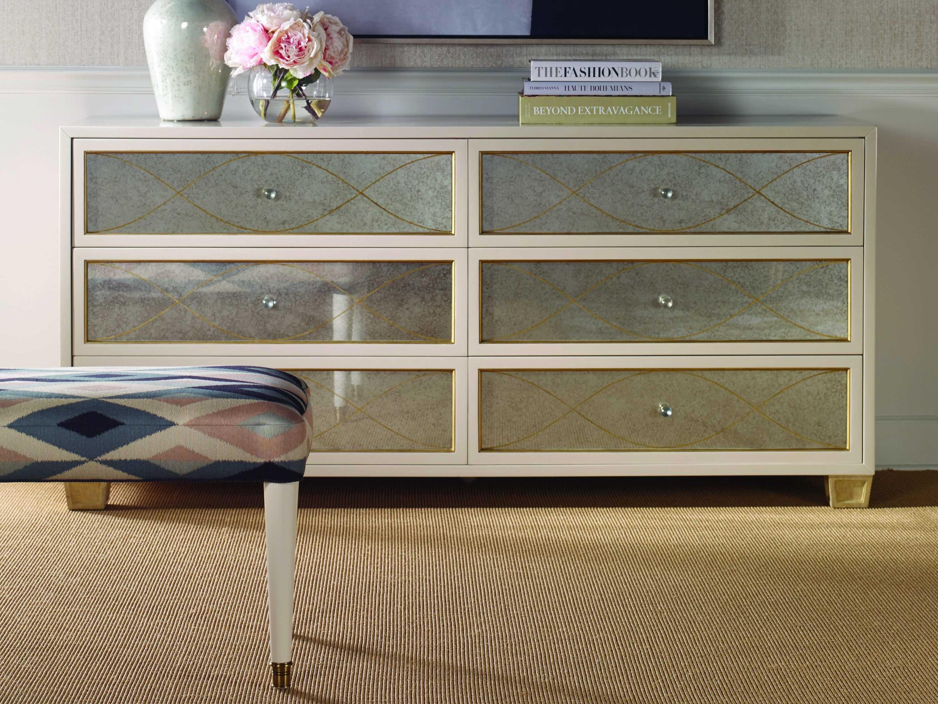 Century Furniture 6-Drawers Beige Oak Wood Double Dresser