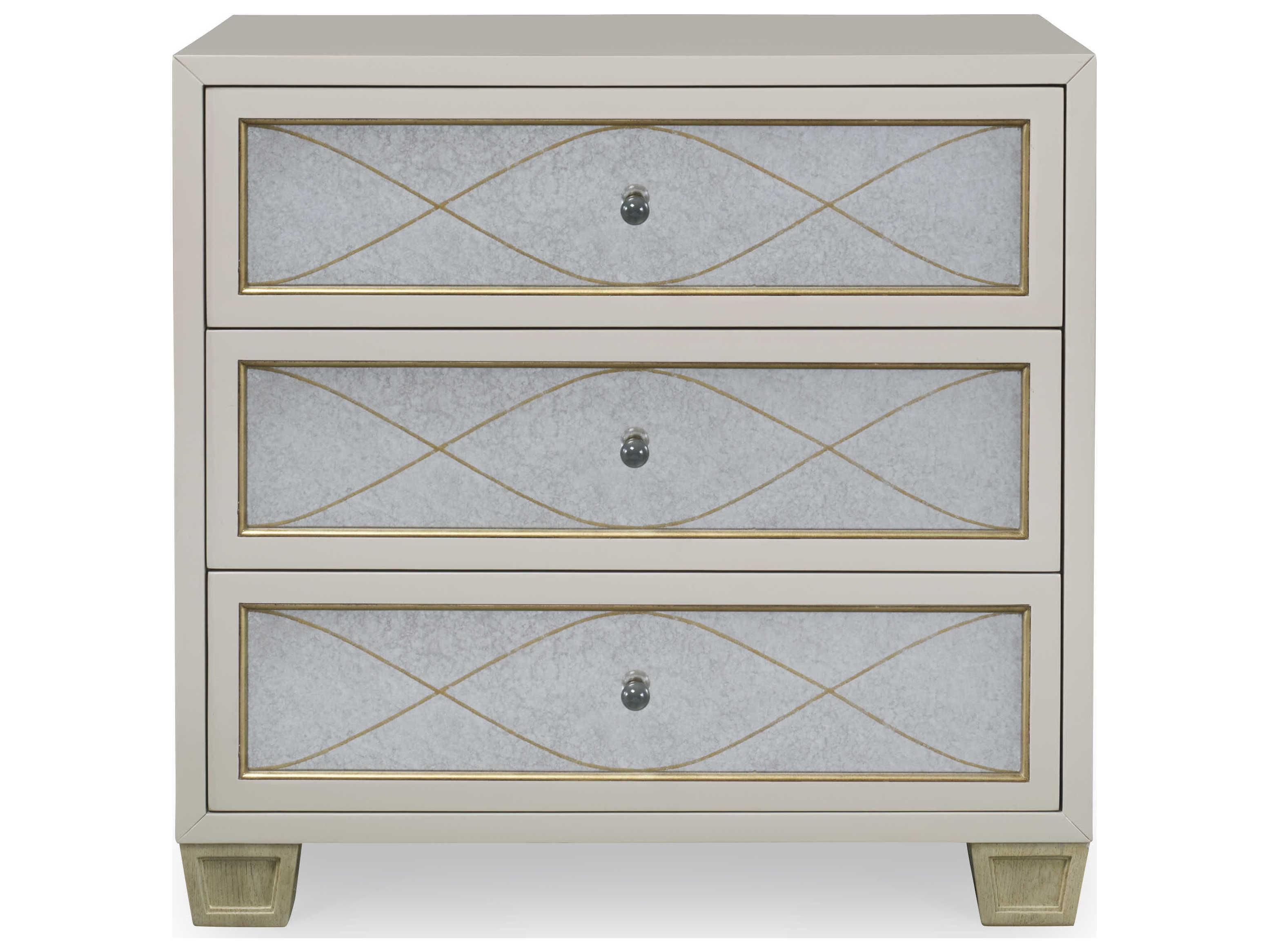 Century Furniture 3-Drawers Beige Oak Wood Nightstand