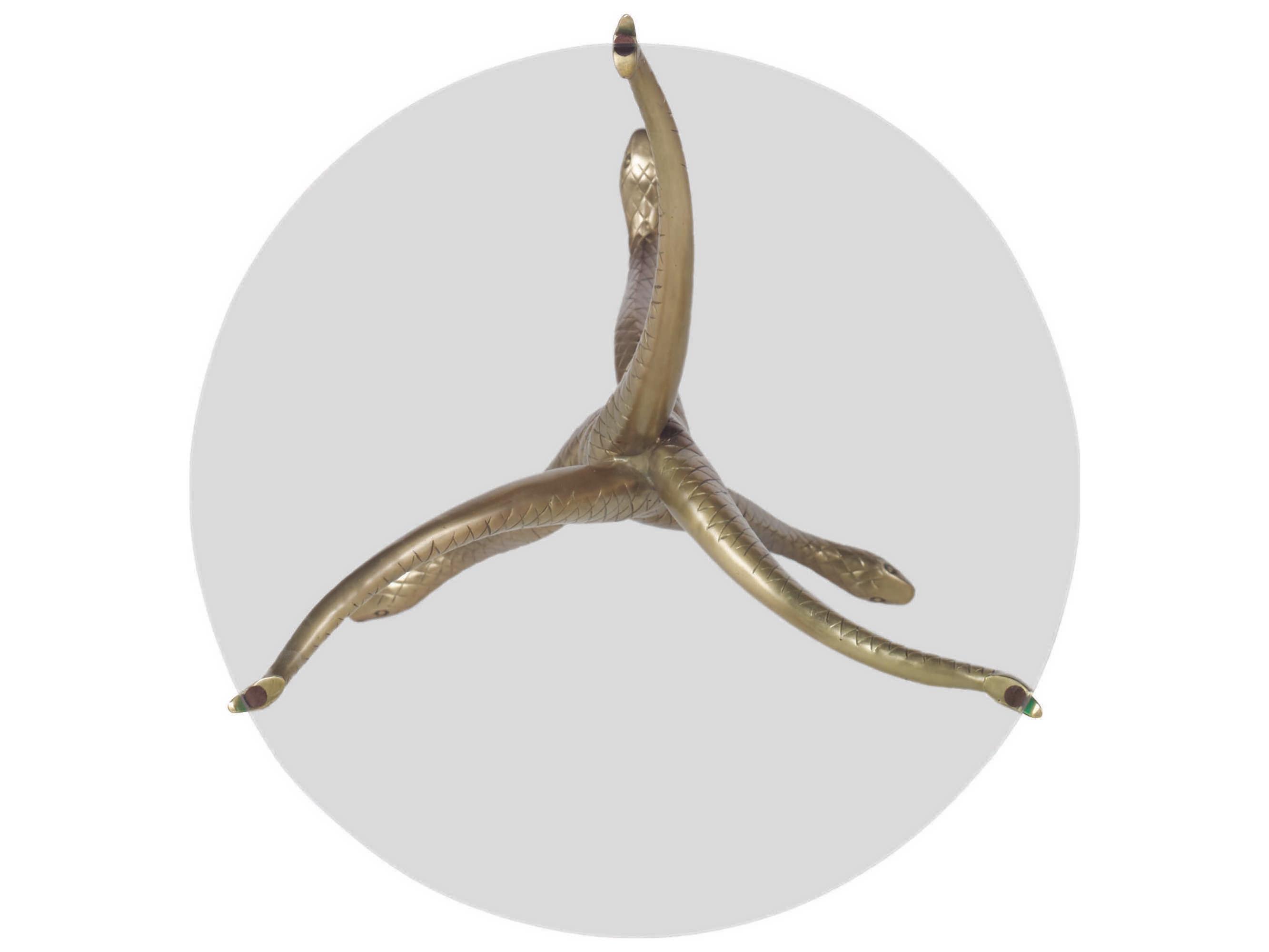 Century Furniture Round Glass Antique Brass End Table