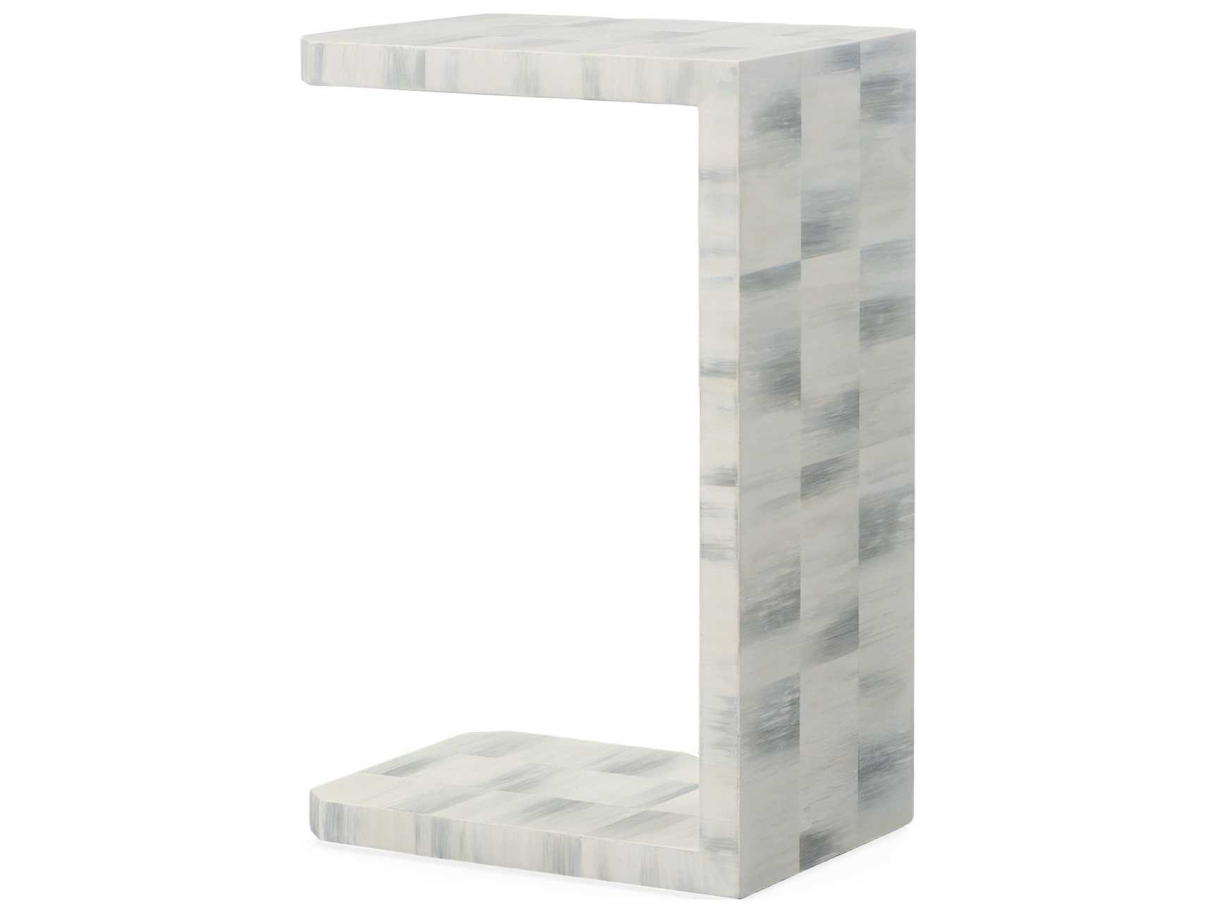 Century Furniture Compositions Rectangular Faux Marble White End Table