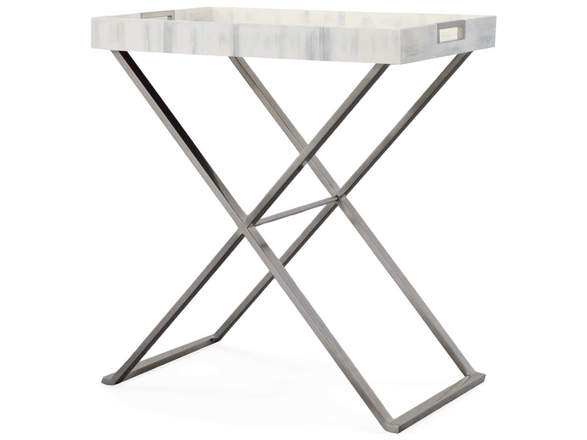 Century Furniture Compositions Rectangular Faux Marble White Pewter End Table