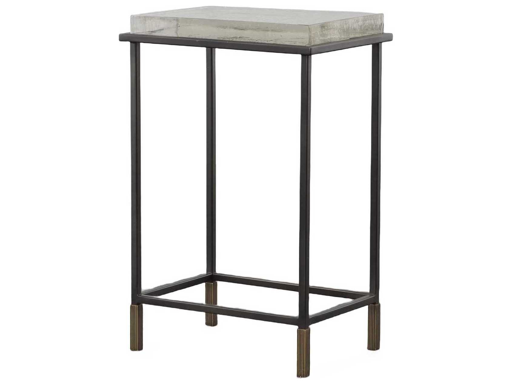 Century Furniture Compositions Rectangular Glass Bronze End Table
