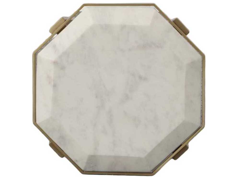 Century Furniture Compositions Hexagon White Marble Satin Brass End Table