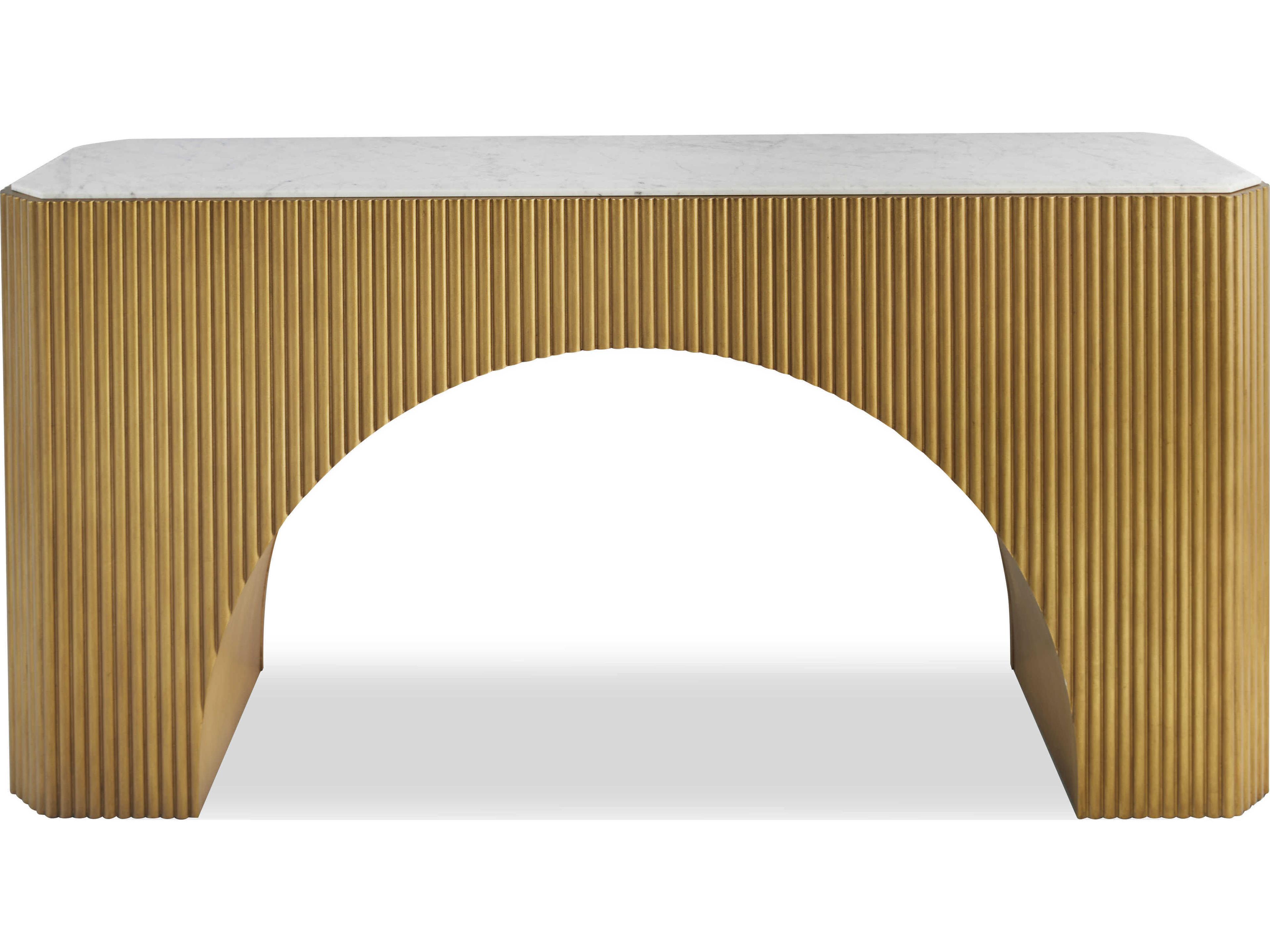 Century Furniture Compositions Rectangular Marble Gold Leaf Console Table