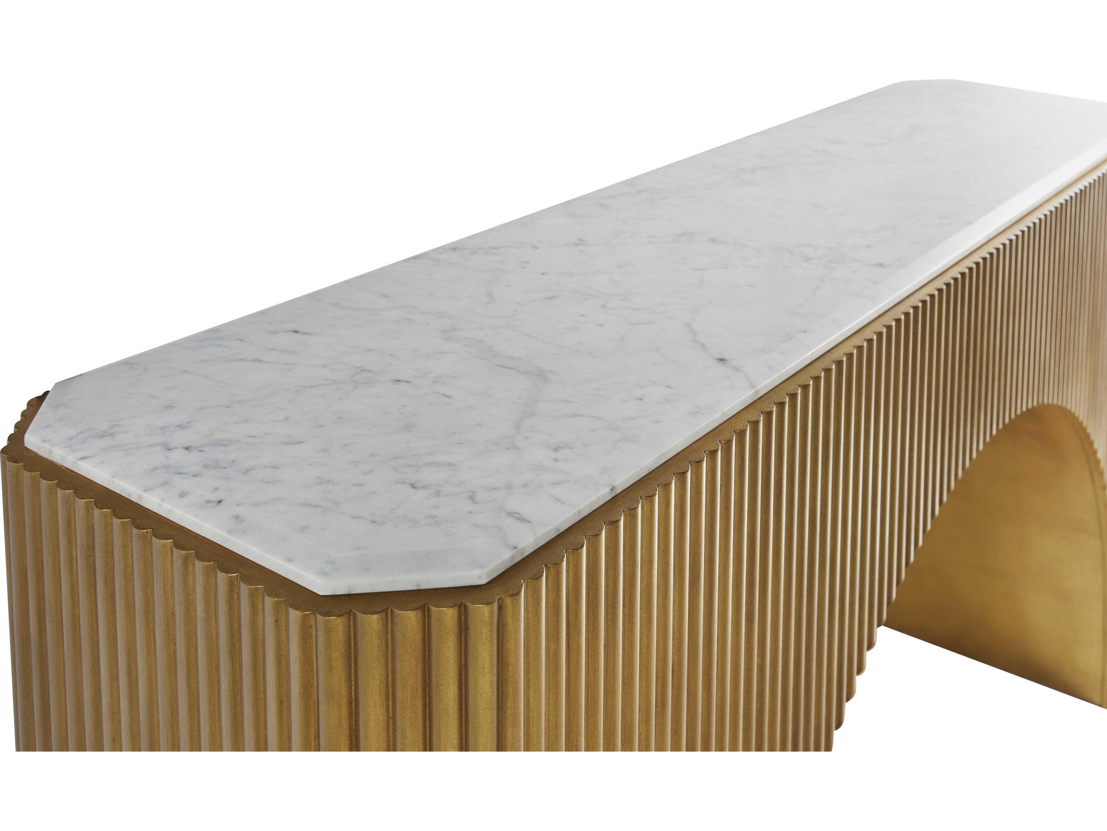 Century Furniture Compositions Rectangular Marble Gold Leaf Console Table