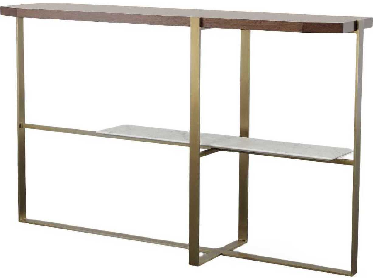 Century Furniture Compositions Rectangular Wood Bridgeton Satin Brass Console Table
