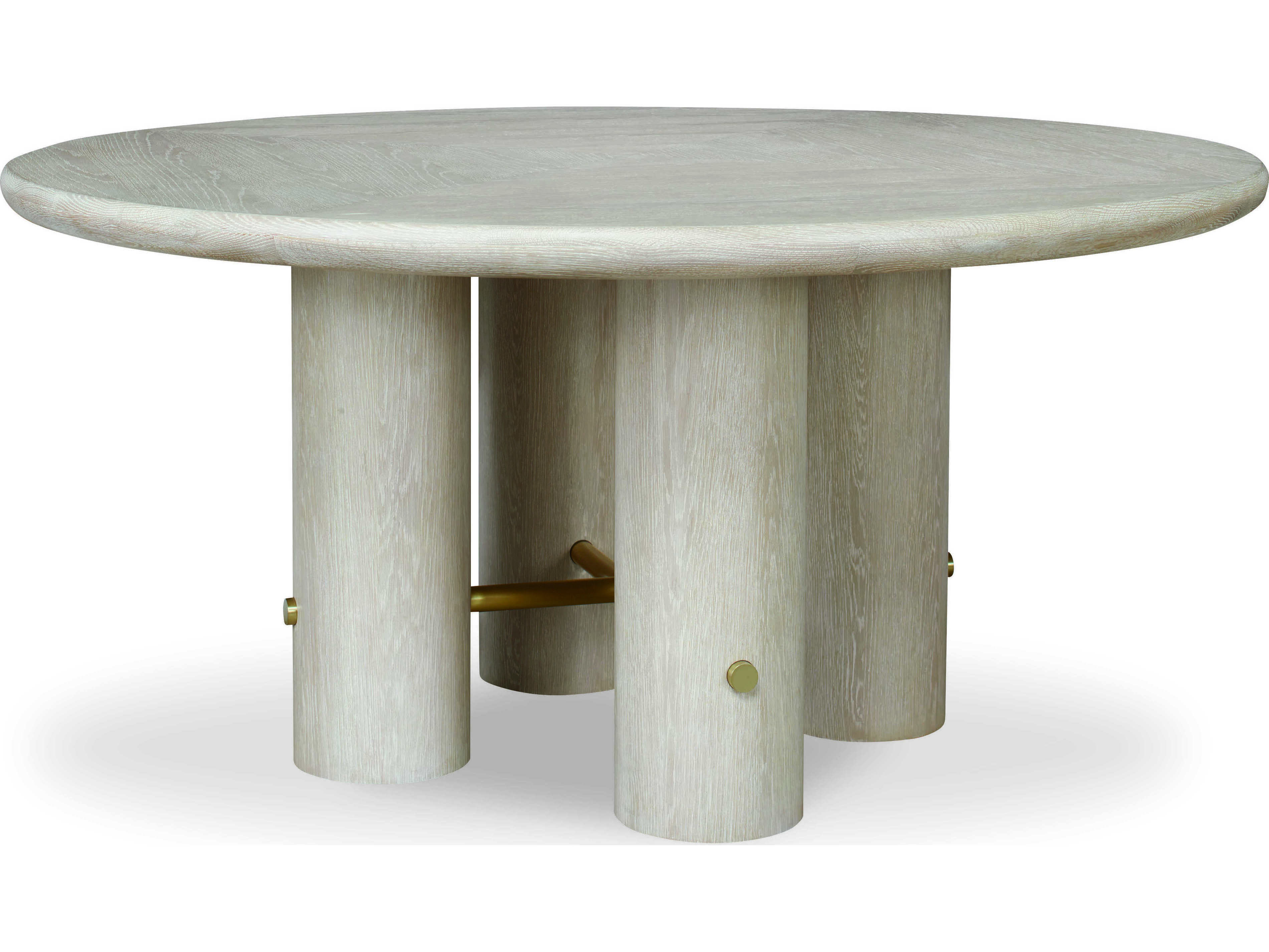 Century Furniture Cadence Round Wood Sand Cerused Antique Brass Dining Table