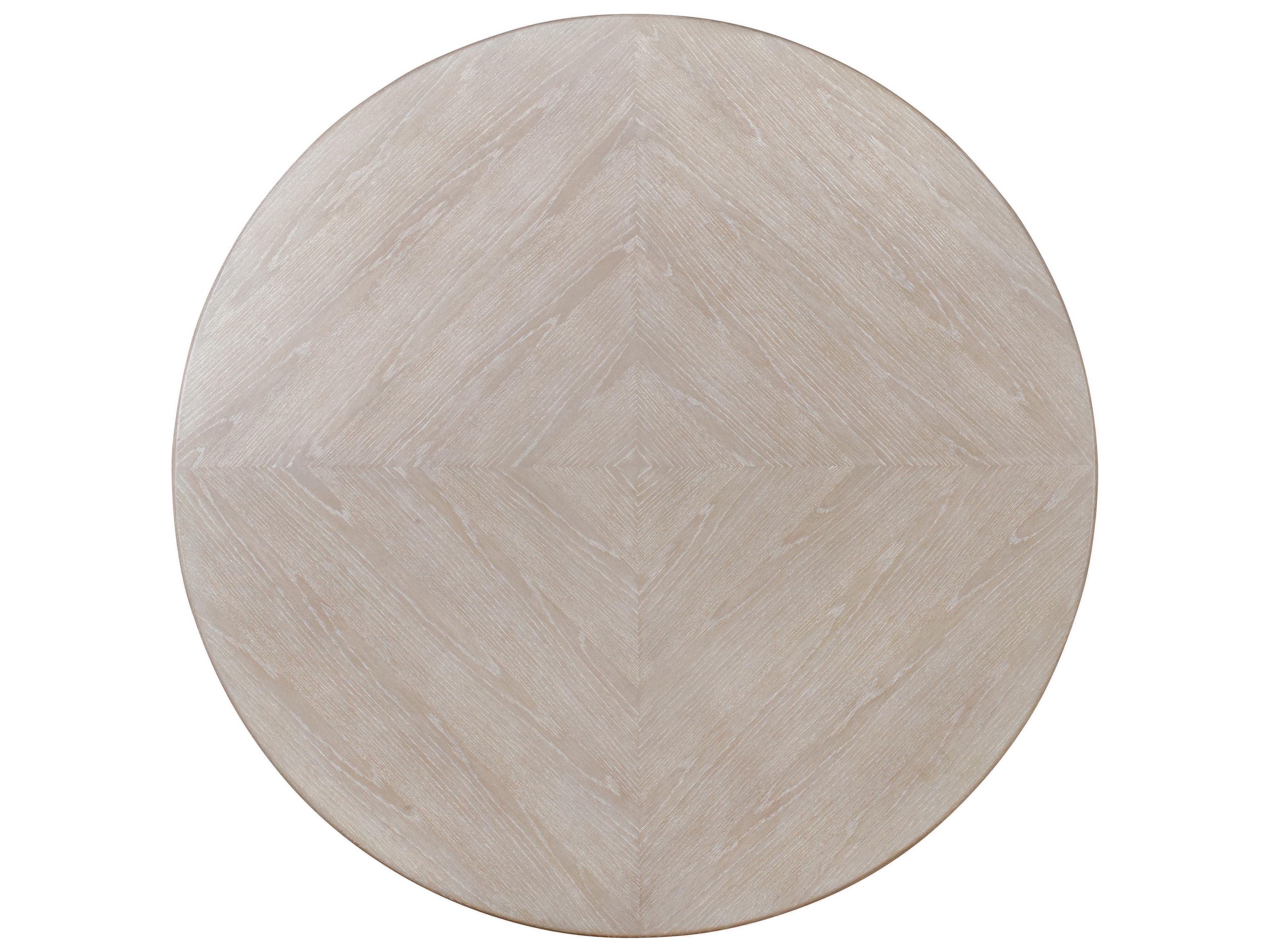 Century Furniture Cadence Round Wood Sand Cerused Antique Brass Dining Table