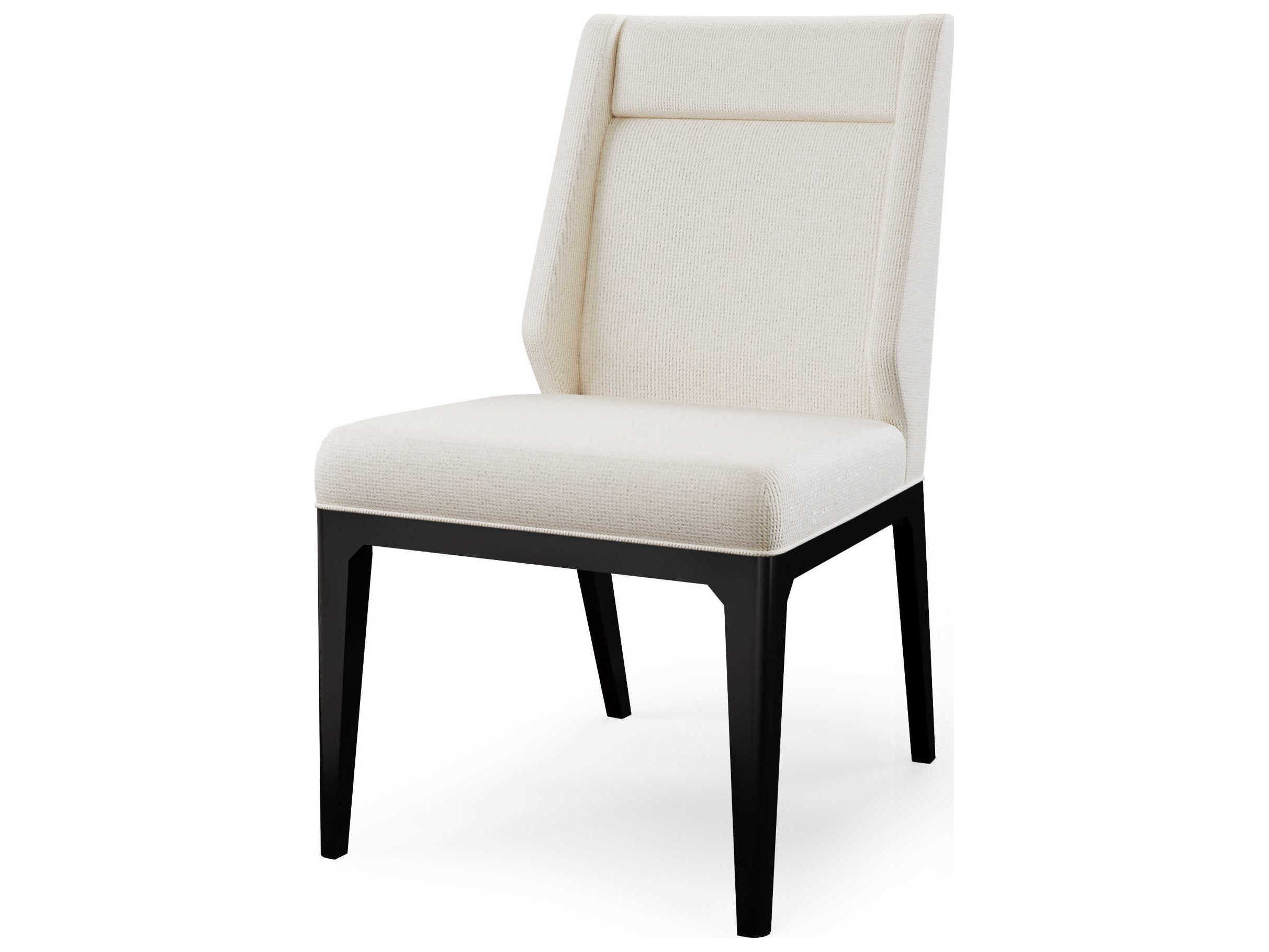 Century Furniture Cadence Oak Wood White Upholstered Side Dining Chair