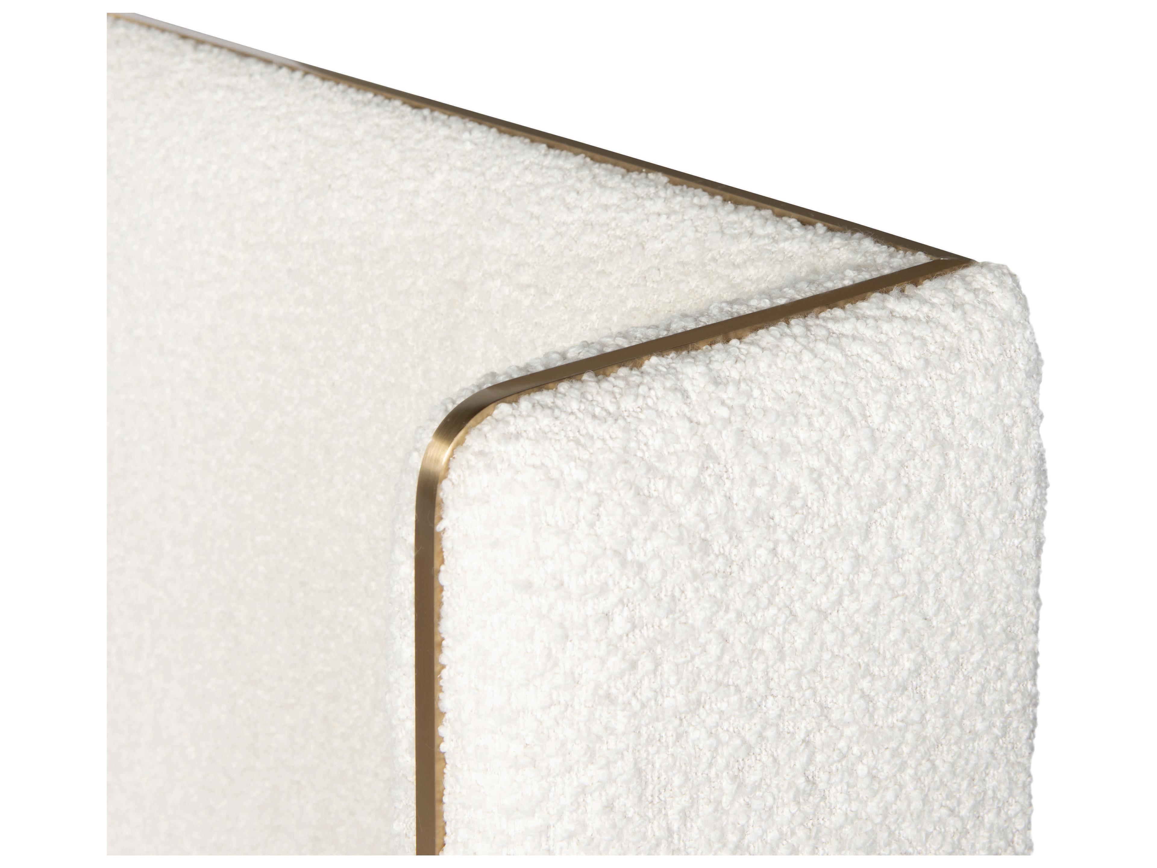 Century Furniture Cadence Off White Antique Brass Upholstered King Panel Bed