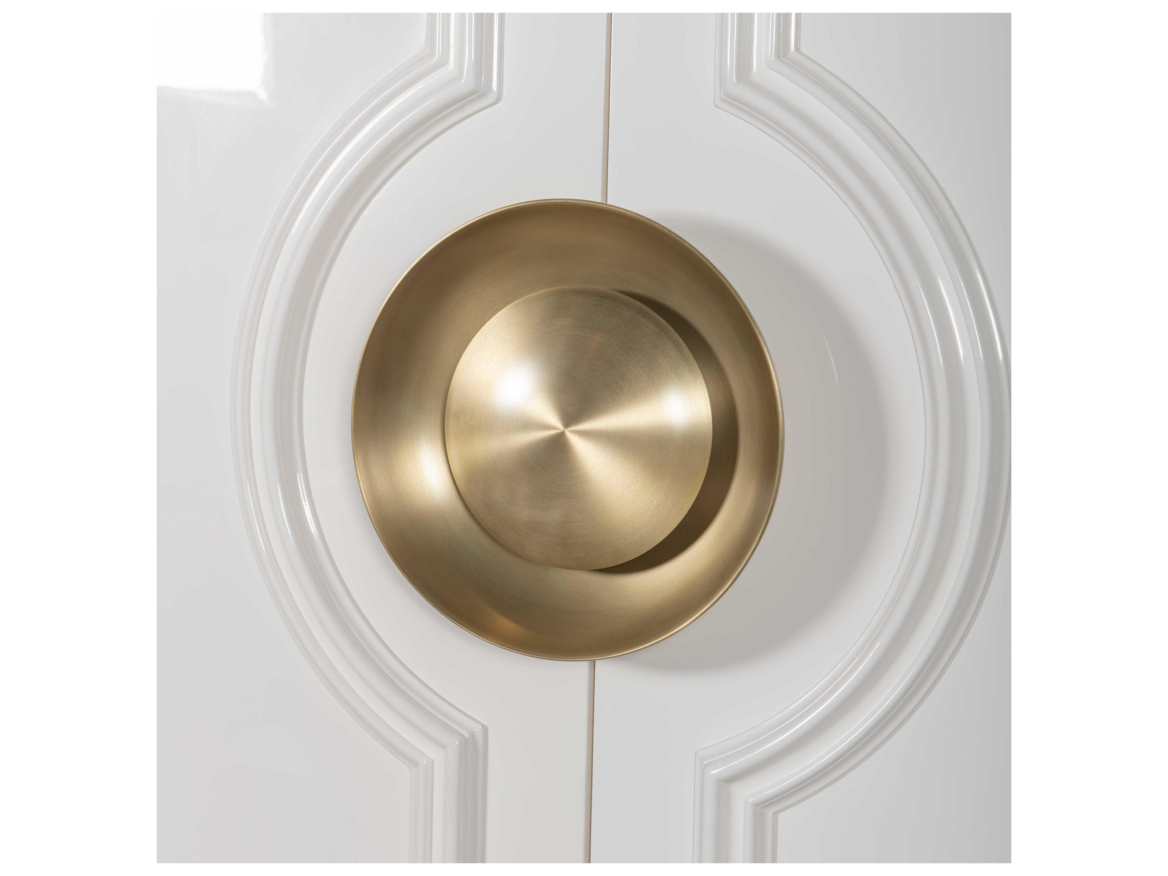 Century Furniture Cadence White Lacquer Antique Brass Bar Cabinet