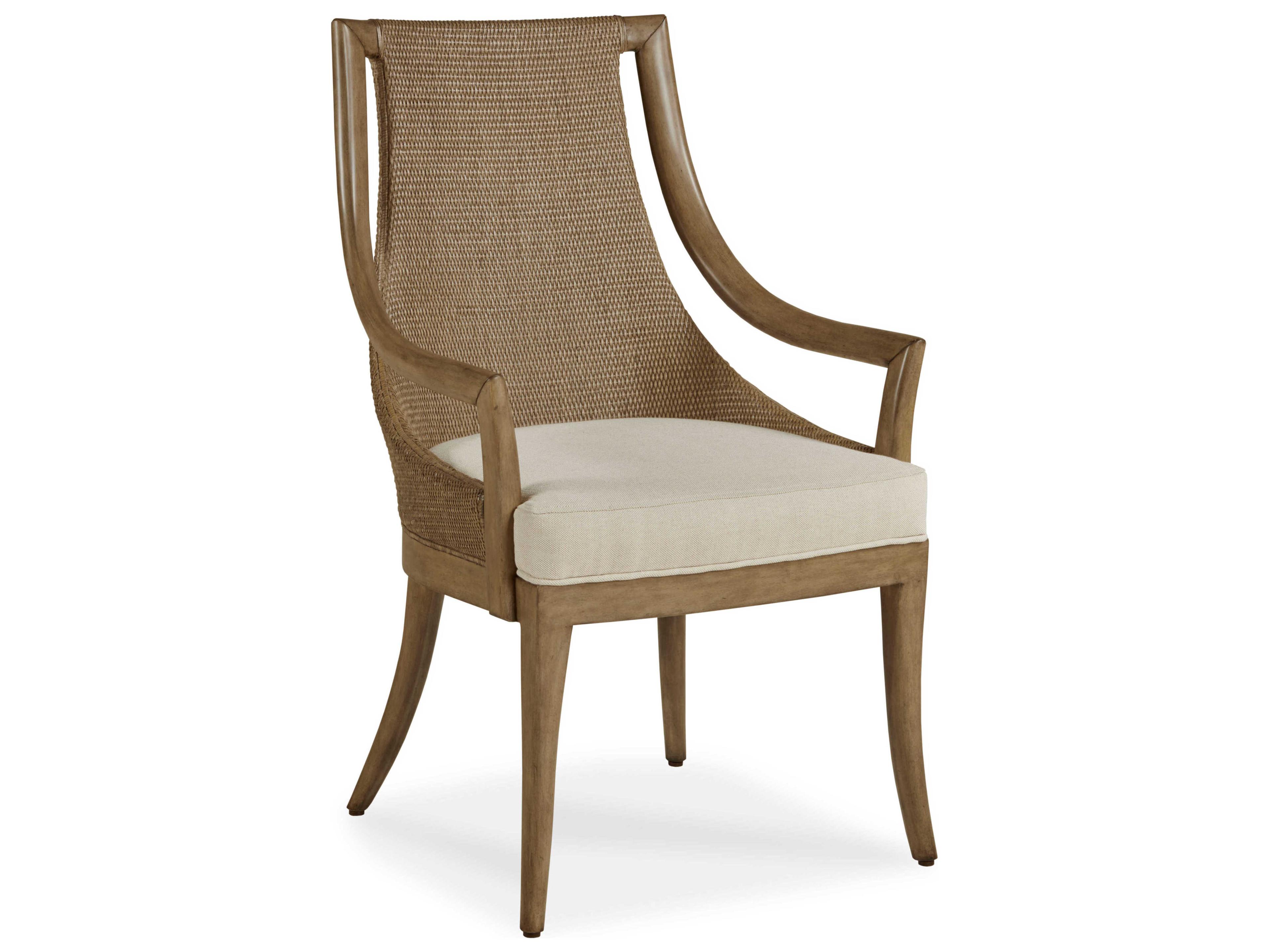 Century Furniture Curate Mahogany Wood Brown Upholstered Arm Dining Chair