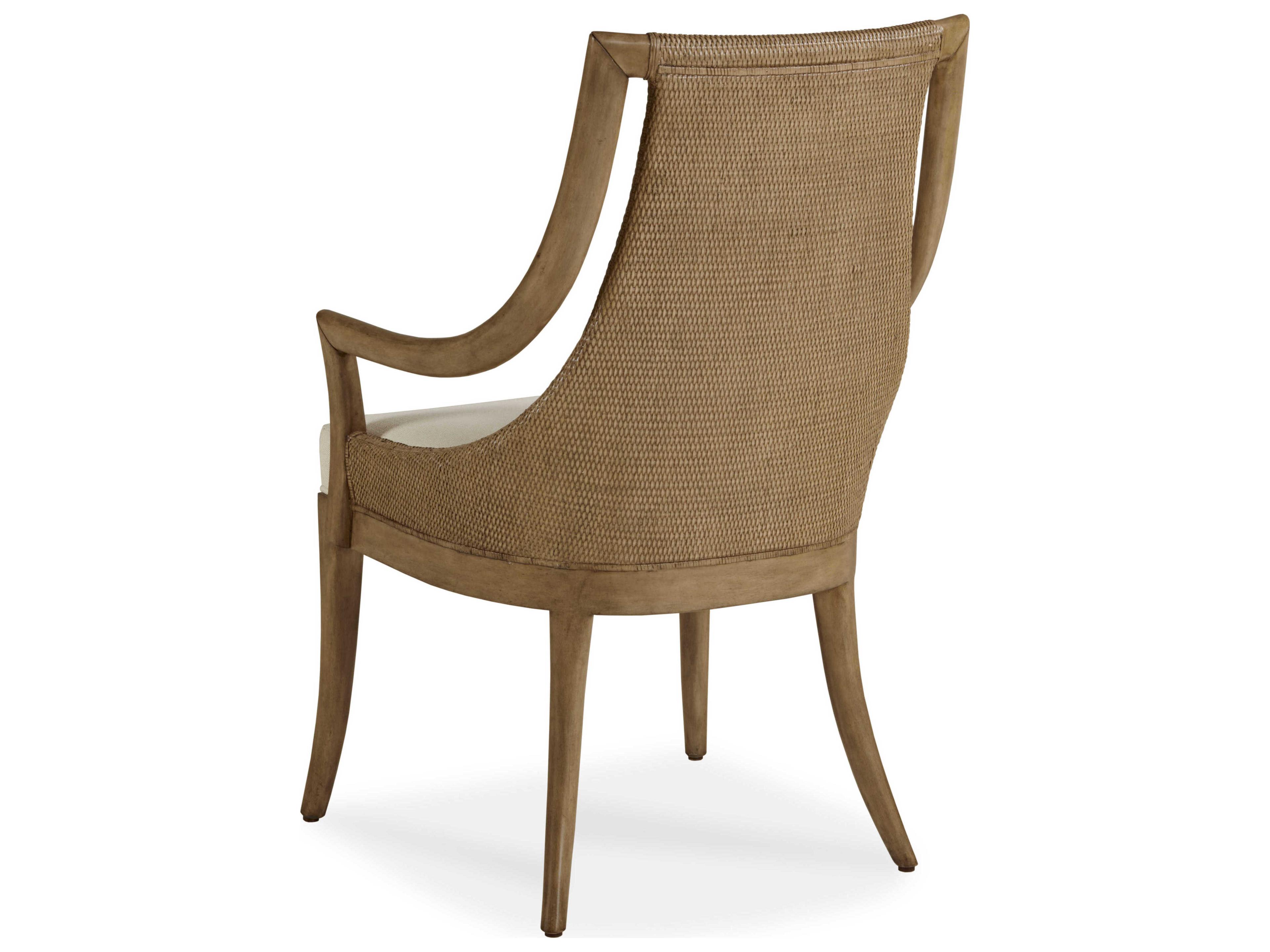 Century Furniture Curate Mahogany Wood Brown Upholstered Arm Dining Chair