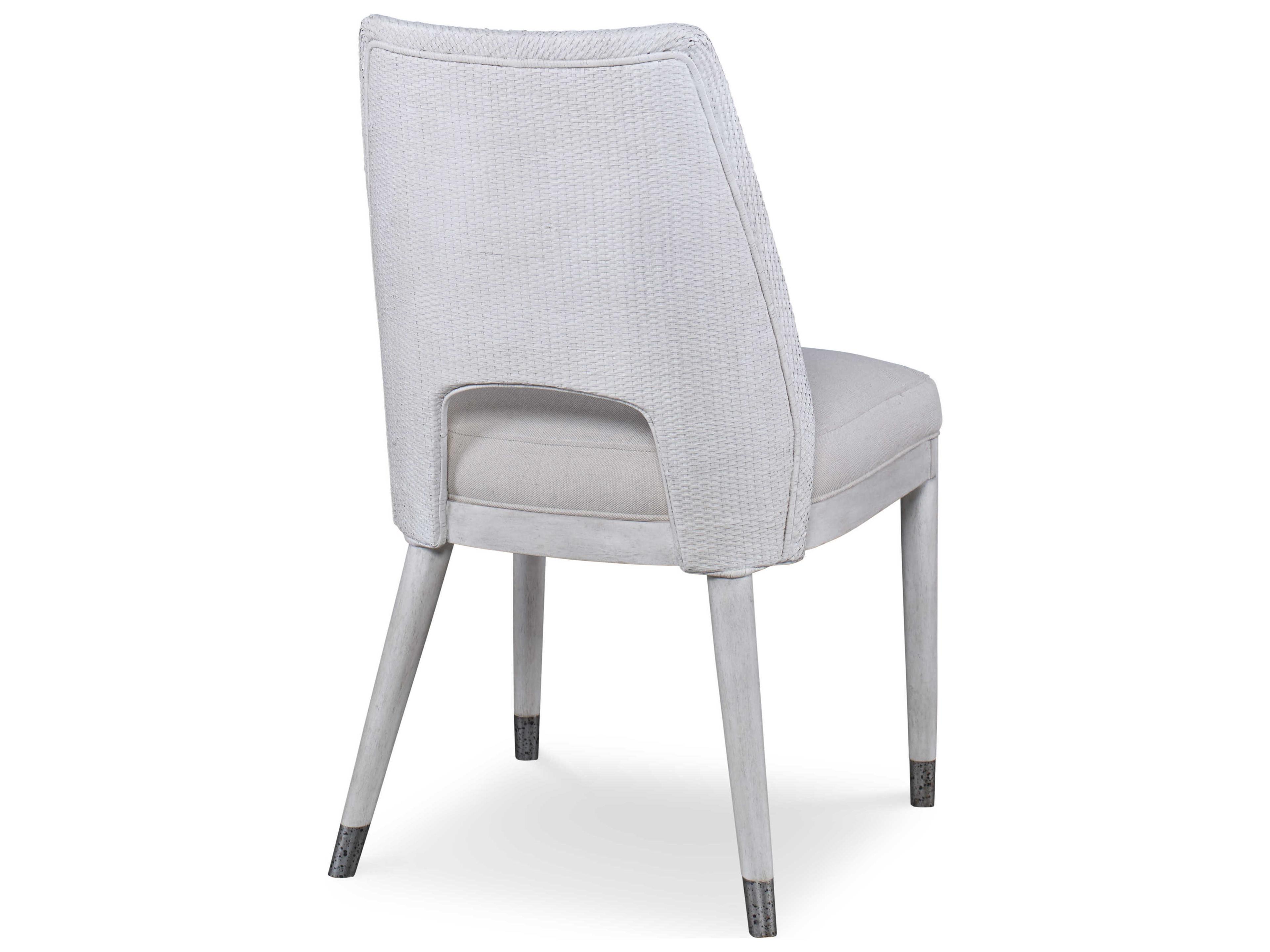 Century Furniture Curate Mahogany Wood White Upholstered Side Dining Chair