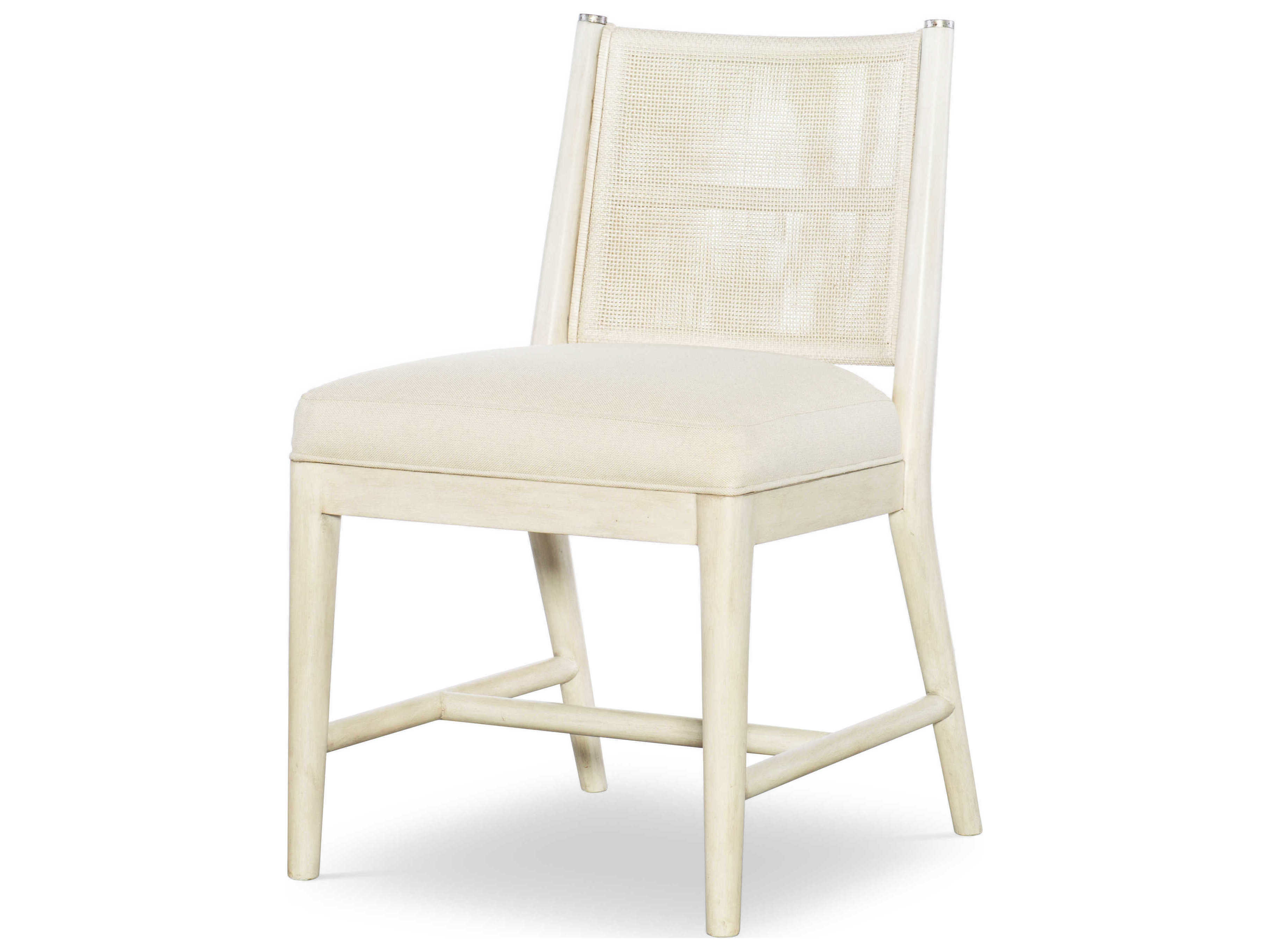 Century Furniture Curate Mahogany Wood White Upholstered Side Dining Chair