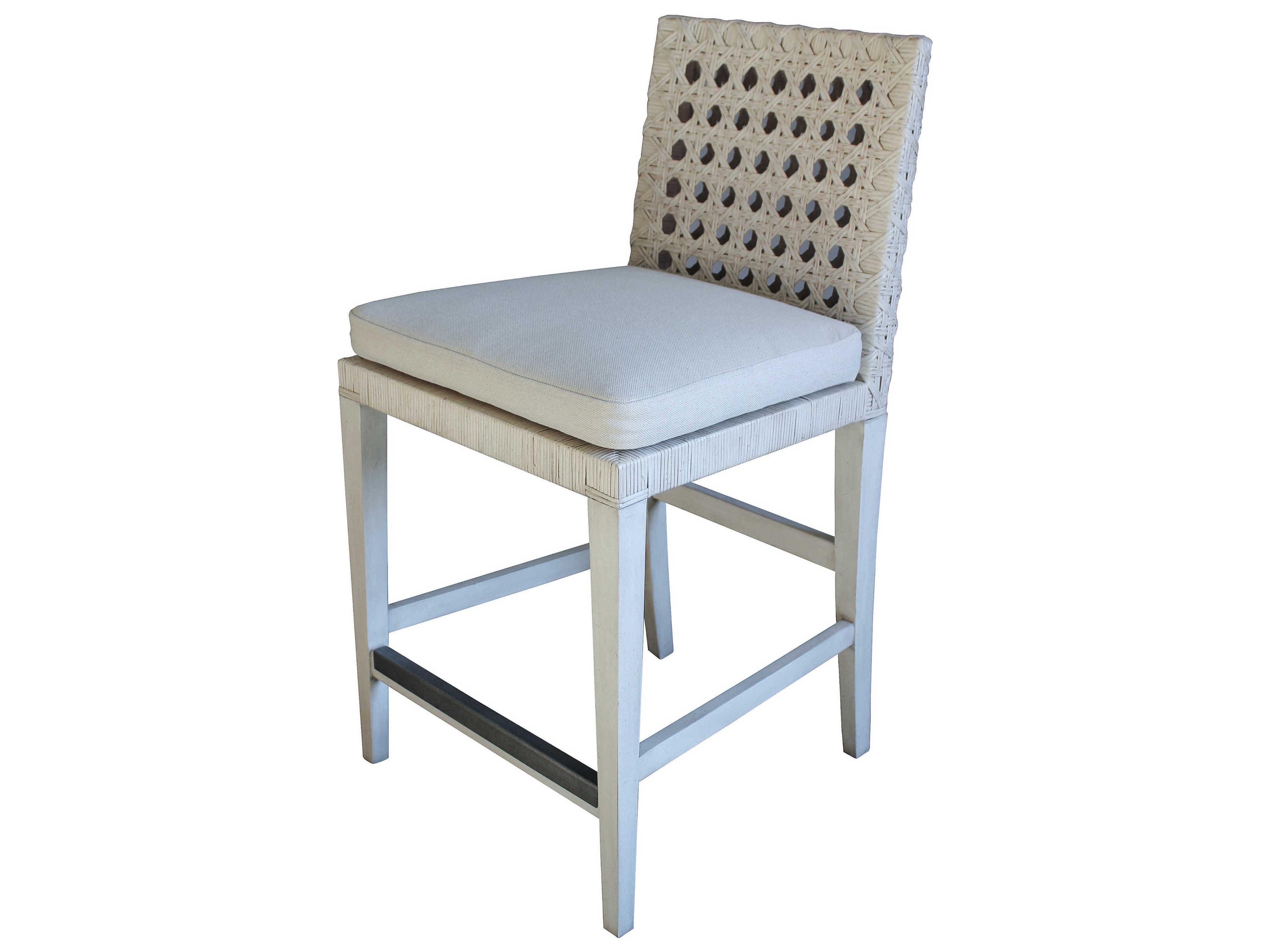 Century Furniture Curate Upholstered Mahogany Wood Peninsula Flax Counter Stool