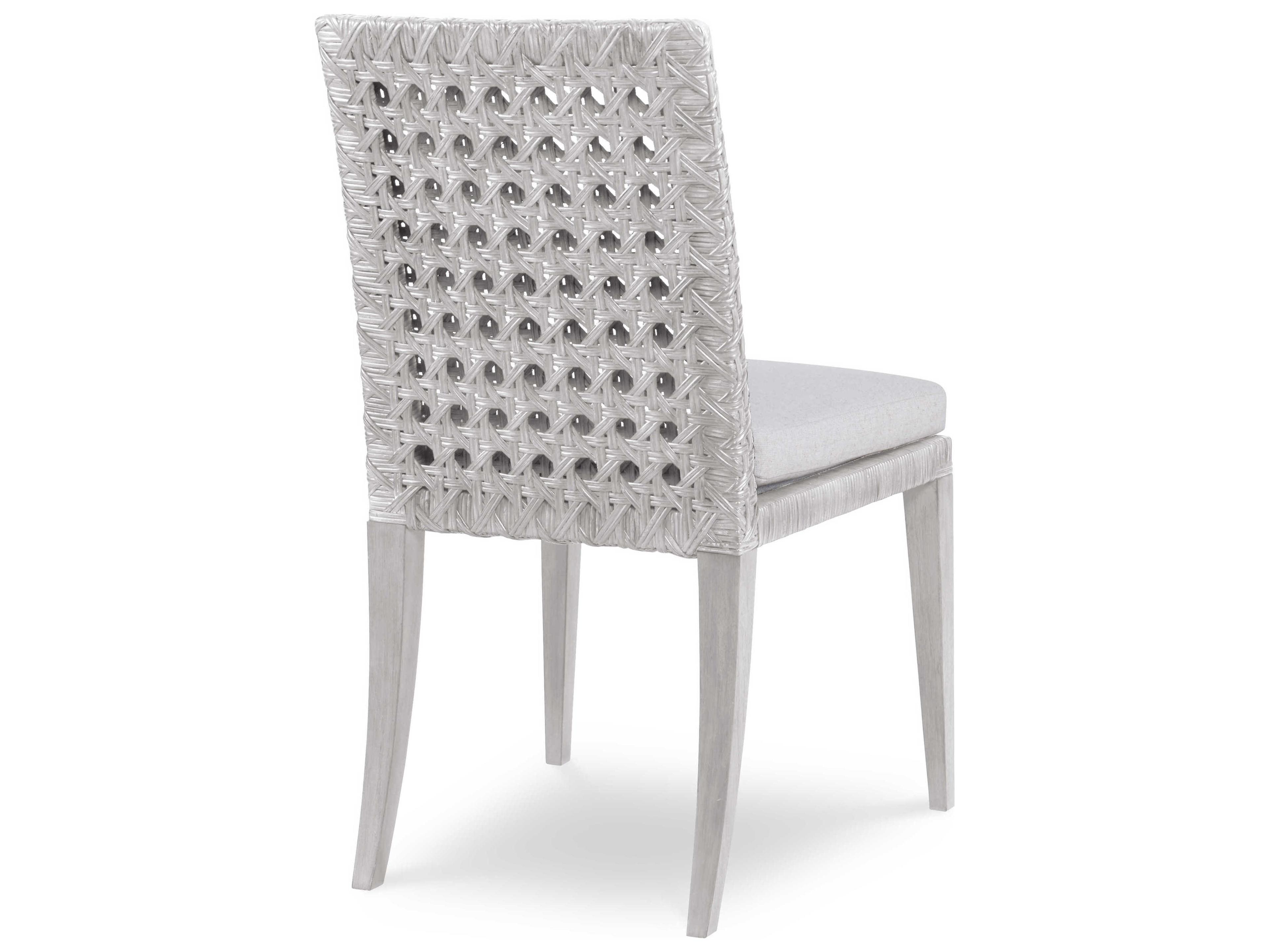Century Furniture Curate Mahogany Wood White Upholstered Side Dining Chair