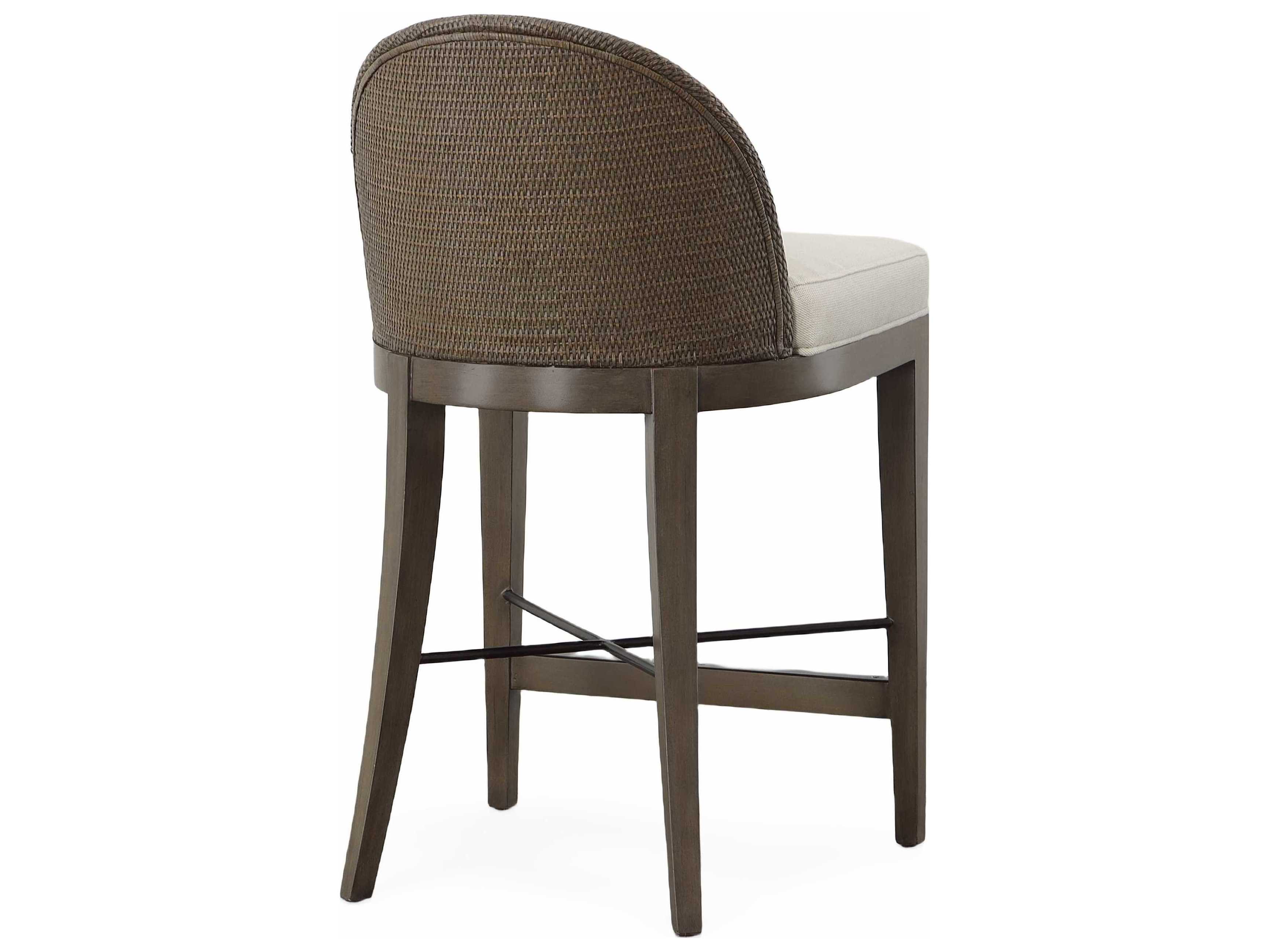 Century Furniture Curate Upholstered Mahogany Wood Mink Flax Counter Stool