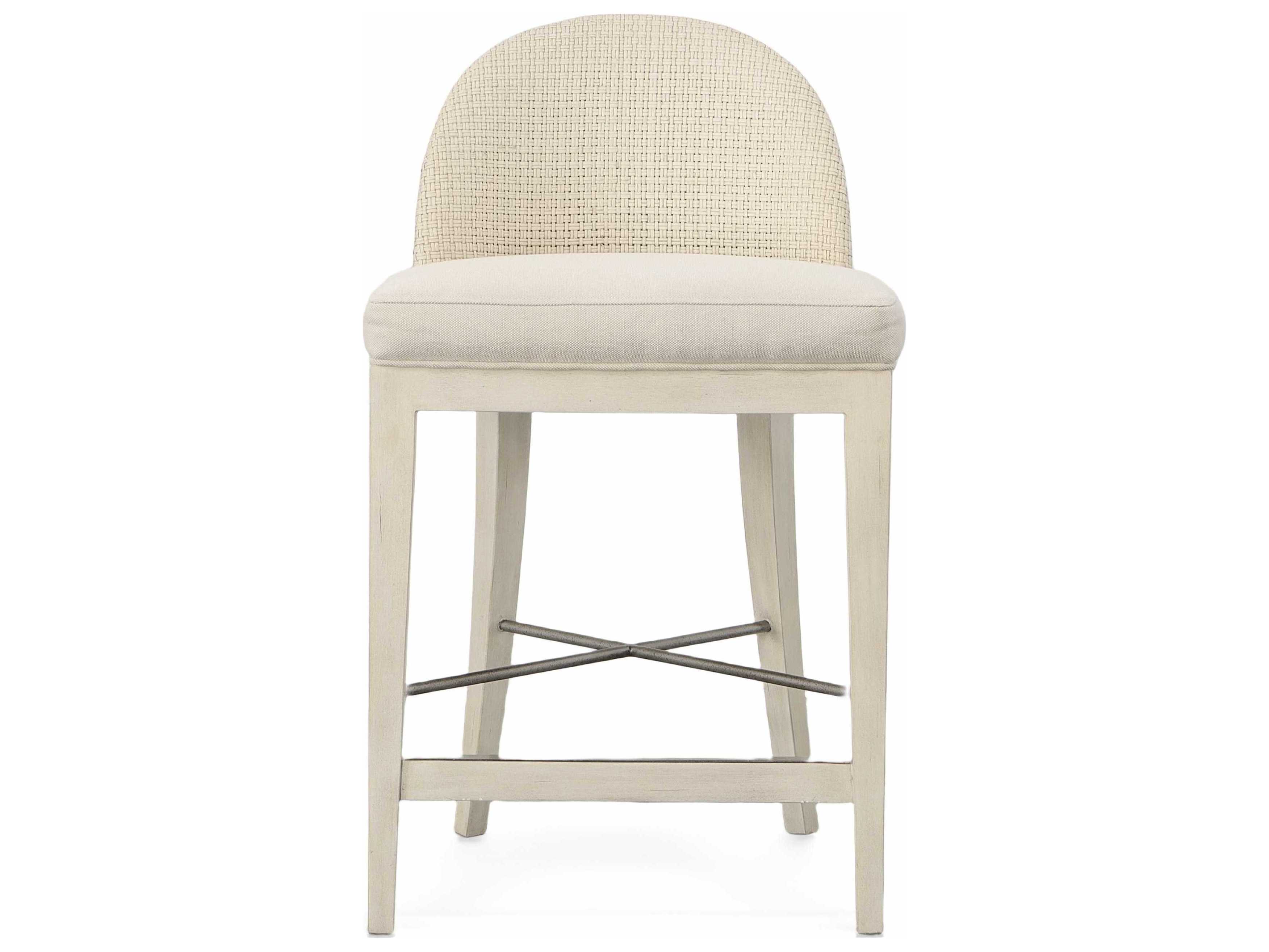 Century Furniture Curate Upholstered Mahogany Wood Peninsula Flax Counter Stool