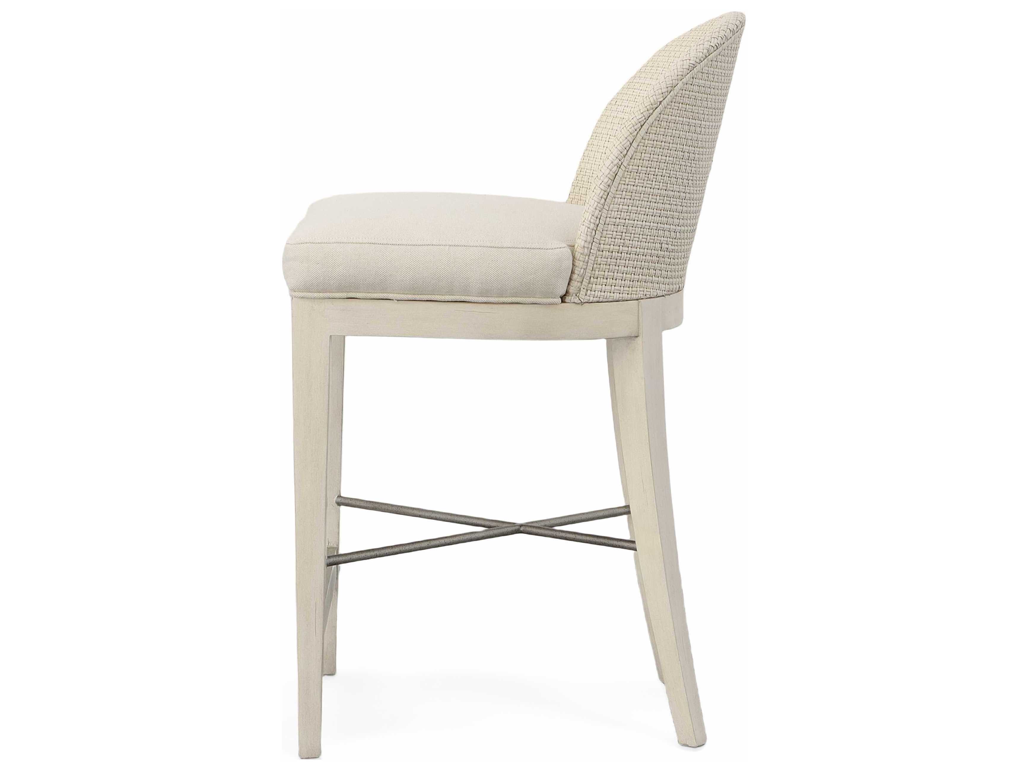 Century Furniture Curate Upholstered Mahogany Wood Peninsula Flax Counter Stool