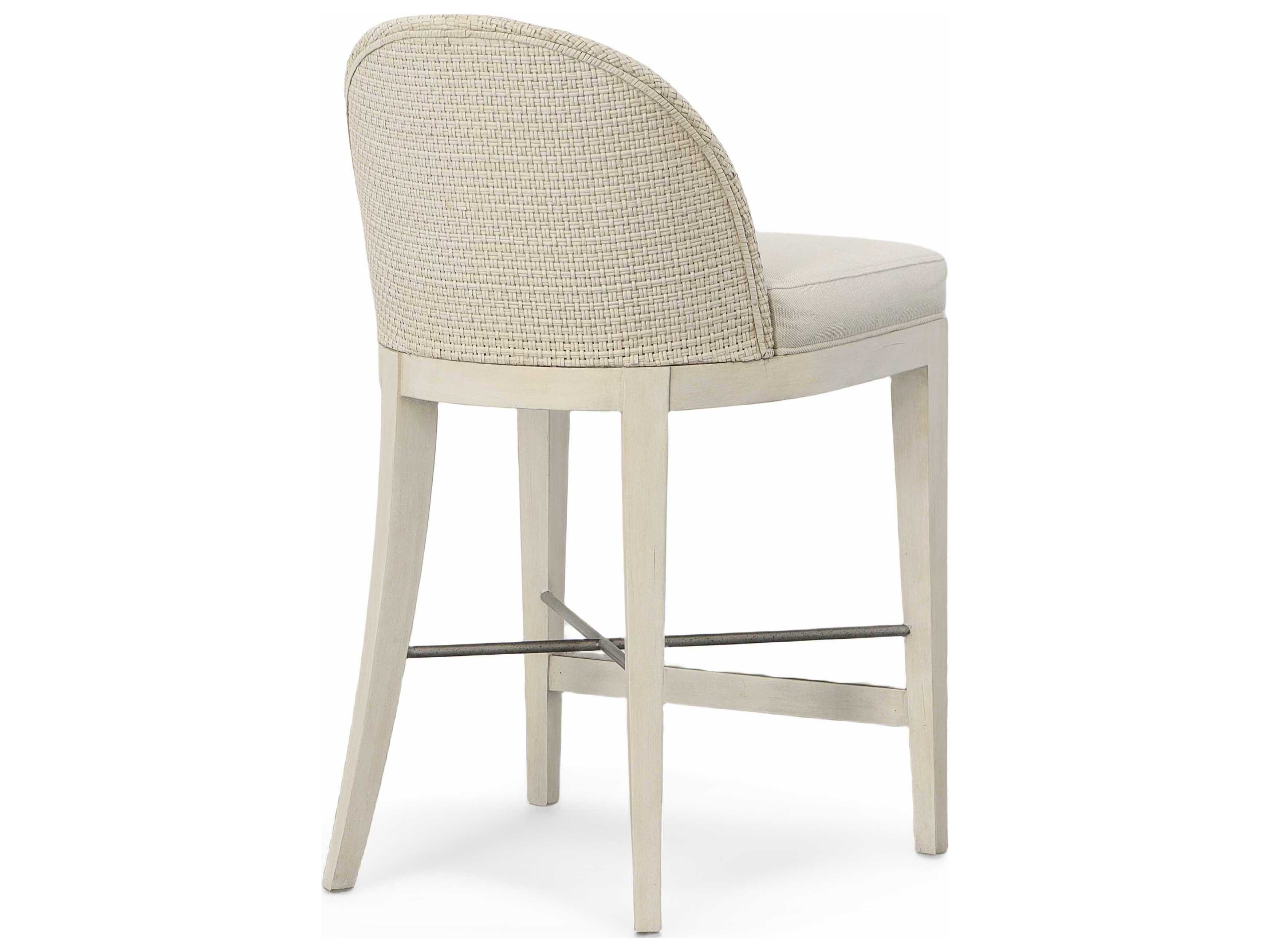 Century Furniture Curate Upholstered Mahogany Wood Peninsula Flax Counter Stool