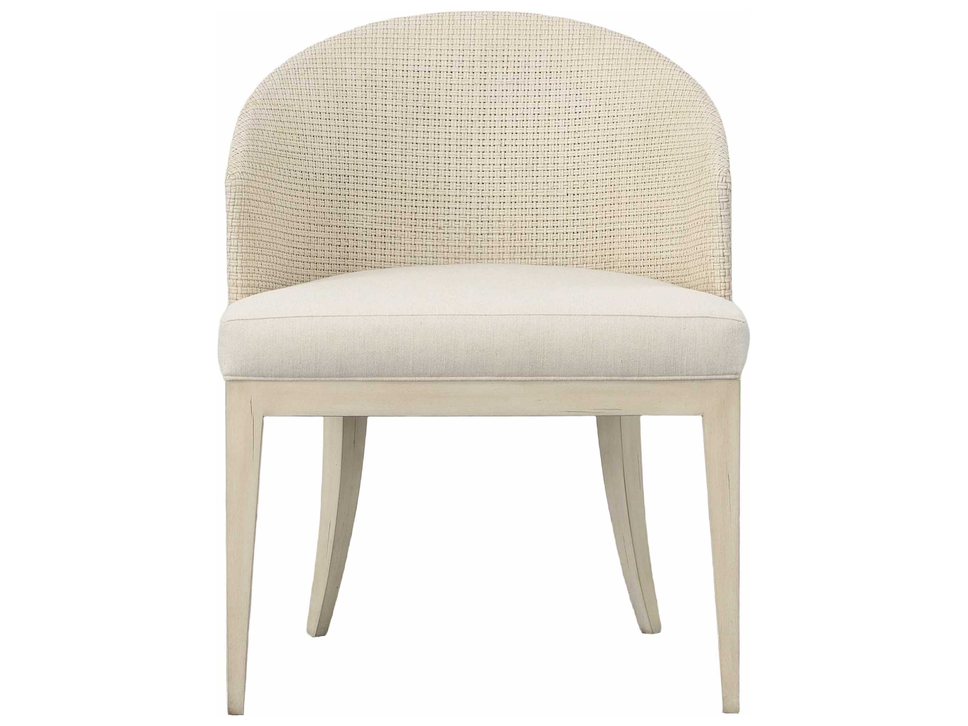 Century Furniture Curate Mahogany Wood White Upholstered Side Dining Chair