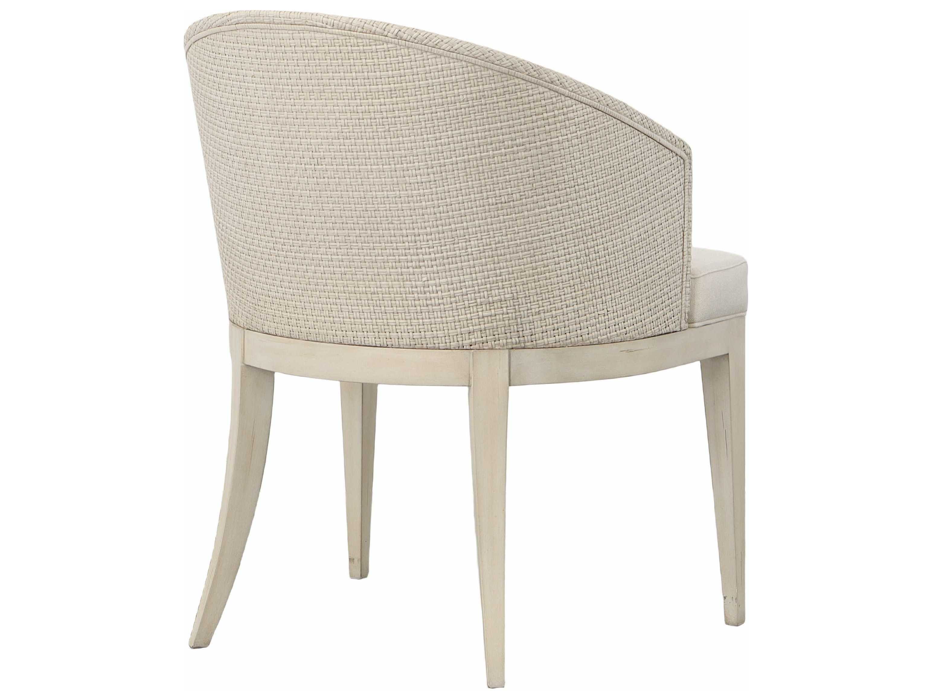 Century Furniture Curate Mahogany Wood White Upholstered Side Dining Chair