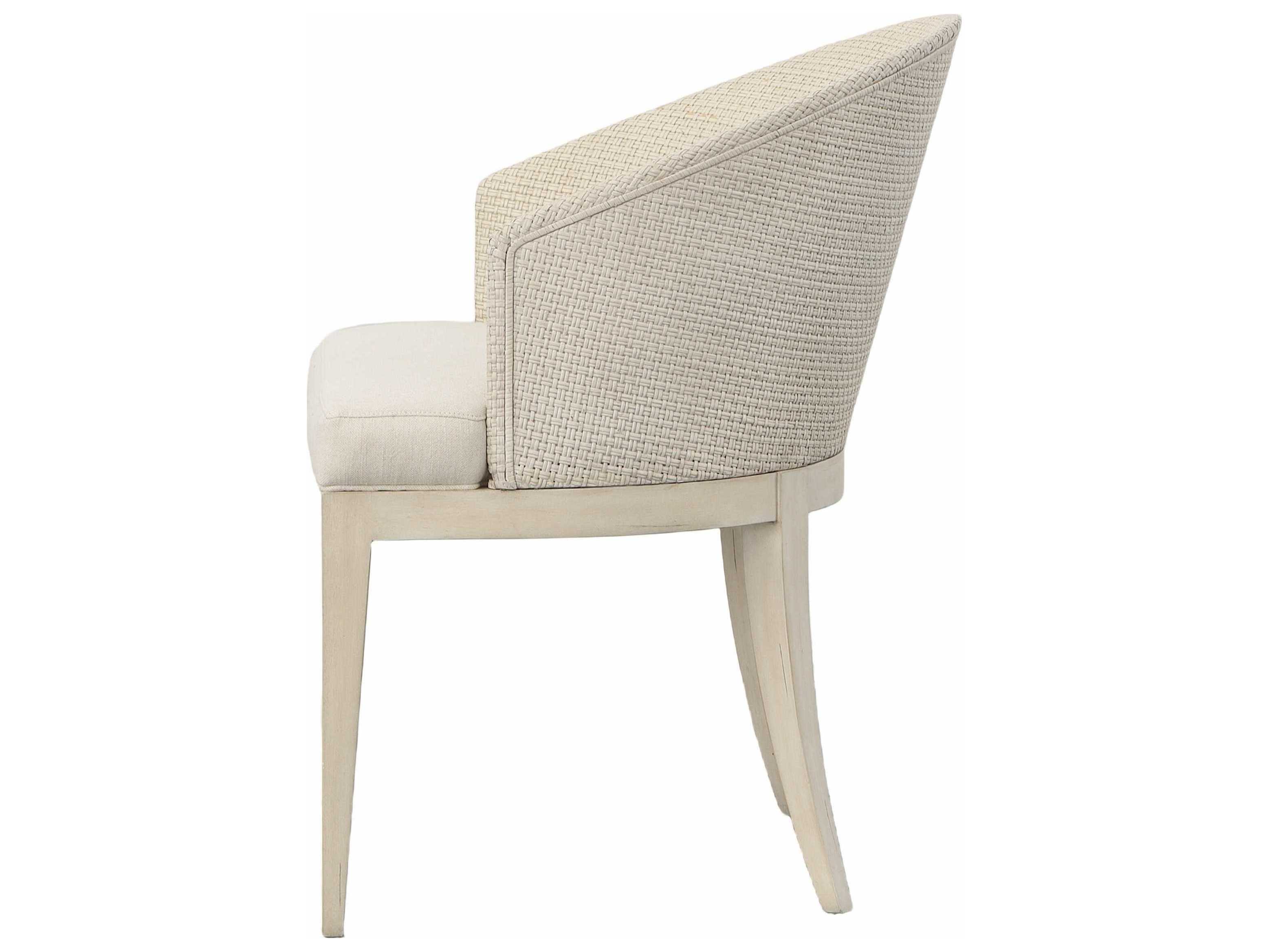 Century Furniture Curate Mahogany Wood White Upholstered Side Dining Chair