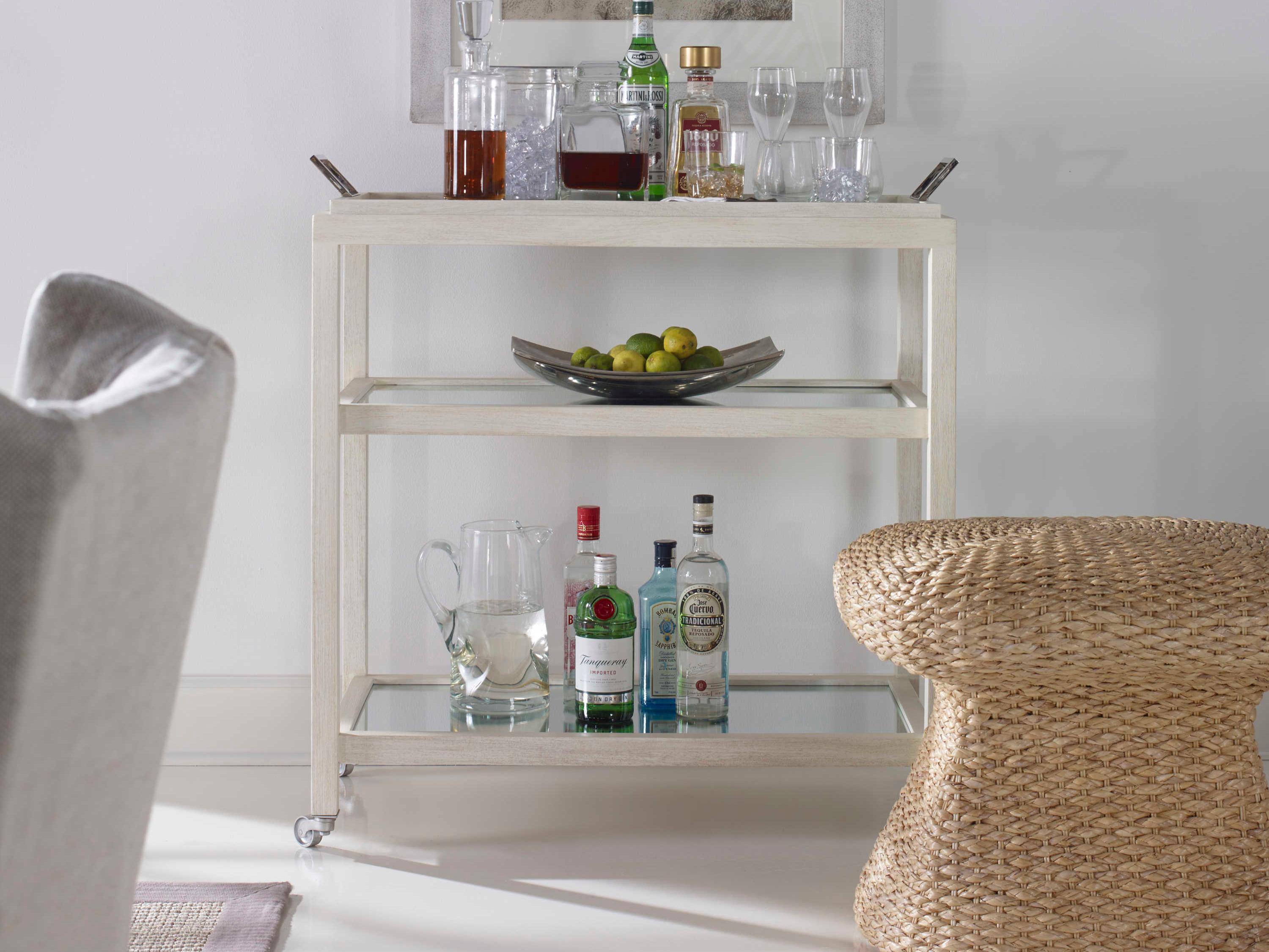 Century Furniture Curate White Coconut Bar Cart